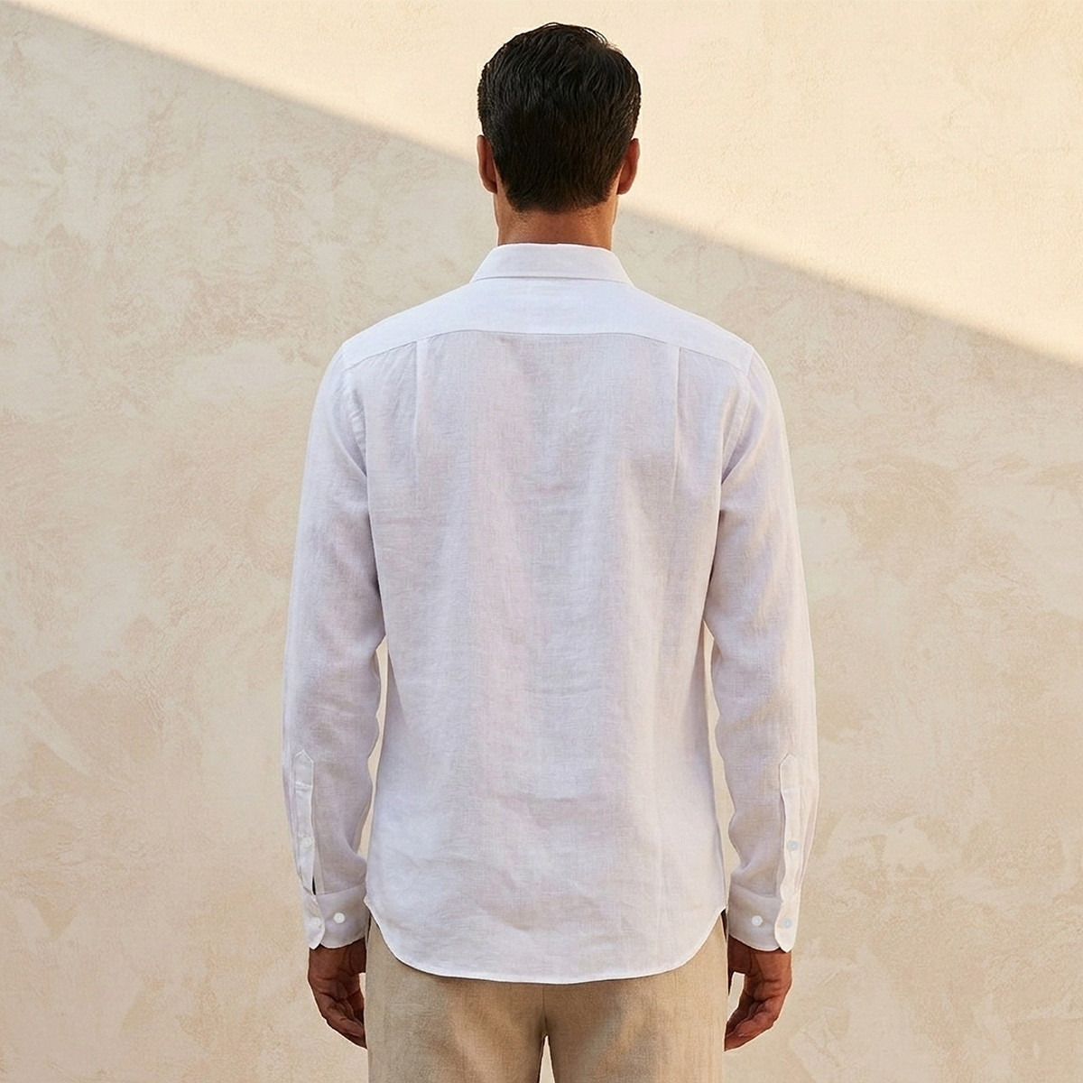 Splash Basic Regular Fit Collared Textured Long Sleeves Linen Blend Shirt-men-clothing-shirts-image-4