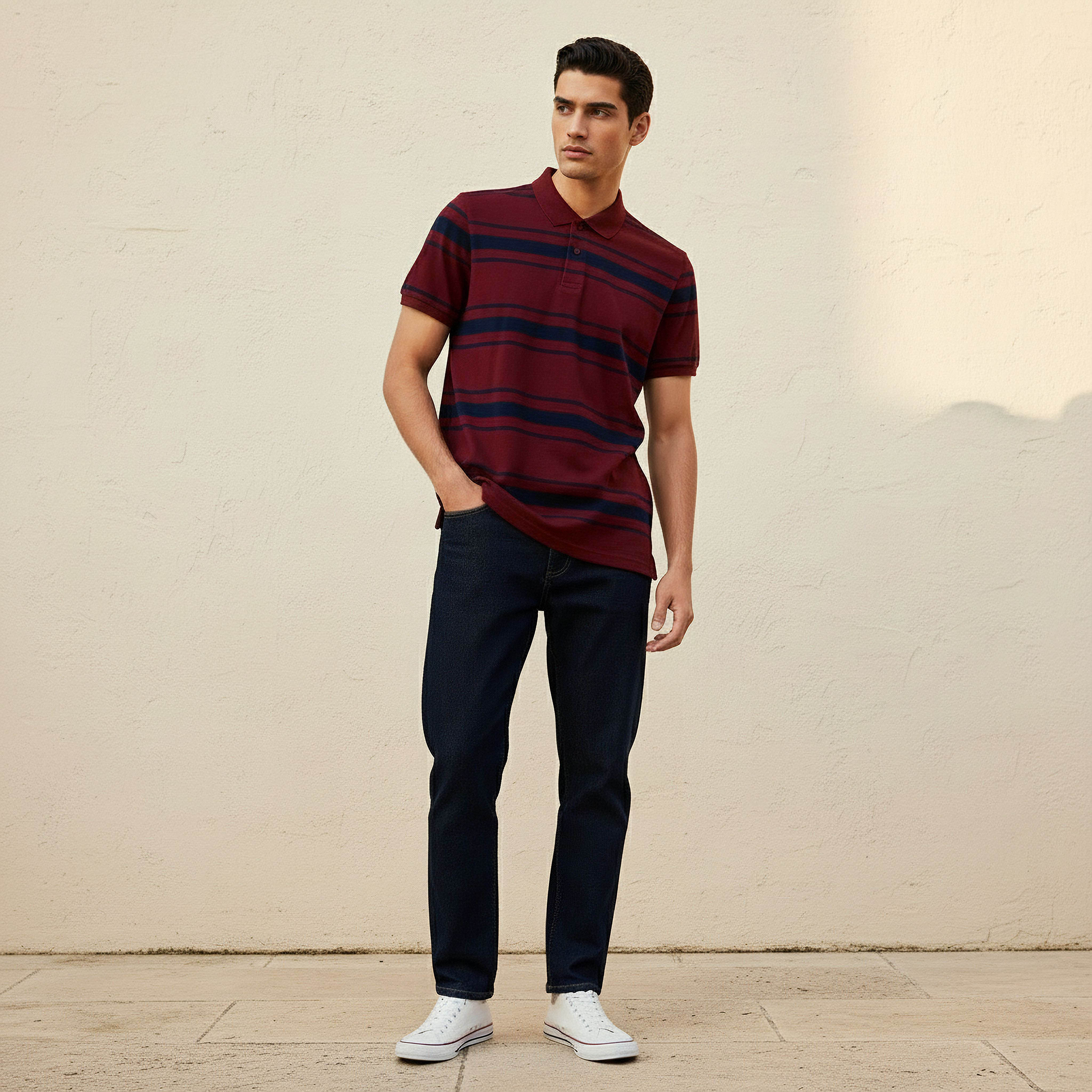 Men Short Sleeves Striped Pique Polo T-shirt-men-clothing-tshirtsandpolos-polos-image-3