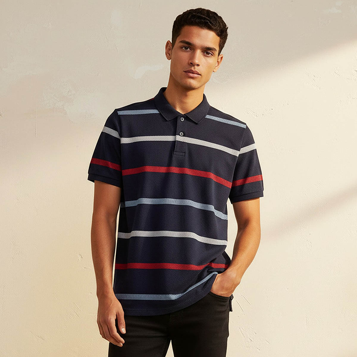 Splash Basic Short Sleeves Striped Polo T-shirt-men-clothing-tshirtsandpolos-polos-image-1