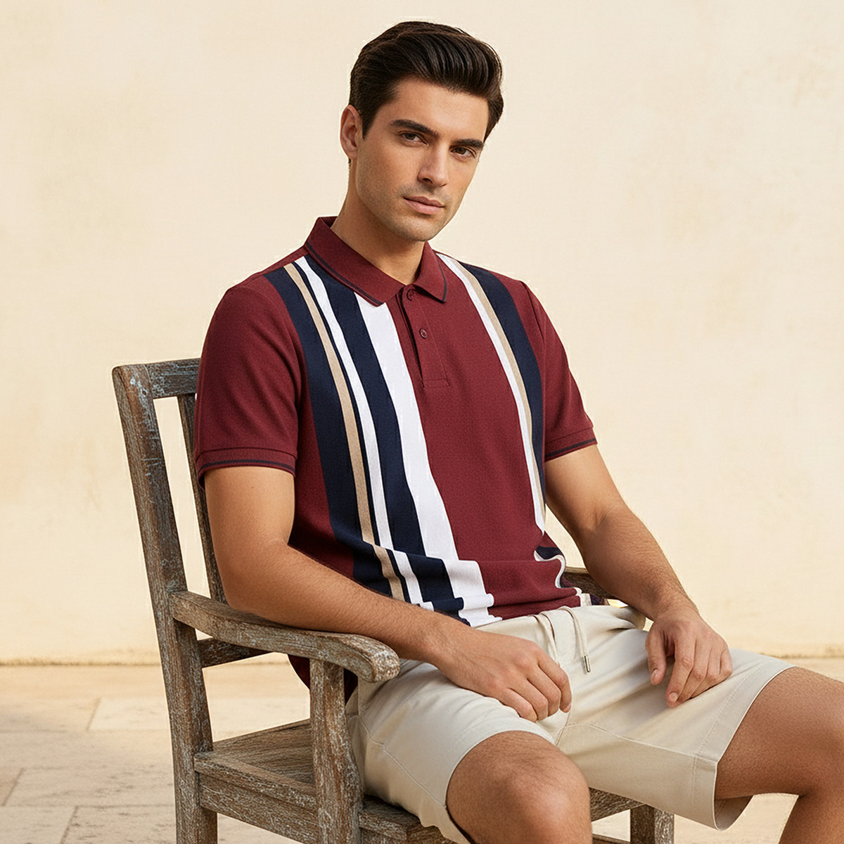 Men Short Sleeves Striped Polo T-shirt-men-clothing-tshirtsandpolos-polos-image-1