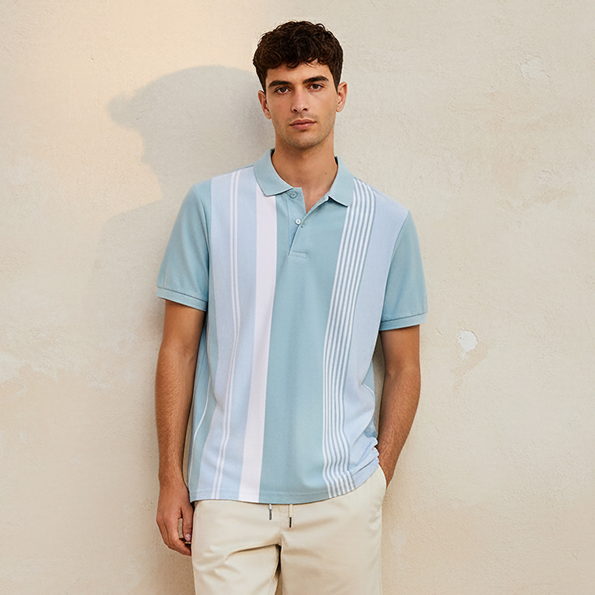 Men Short Sleeves Striped Pique Polo T-shirt-men-clothing-tshirtsandpolos-polos-image-1