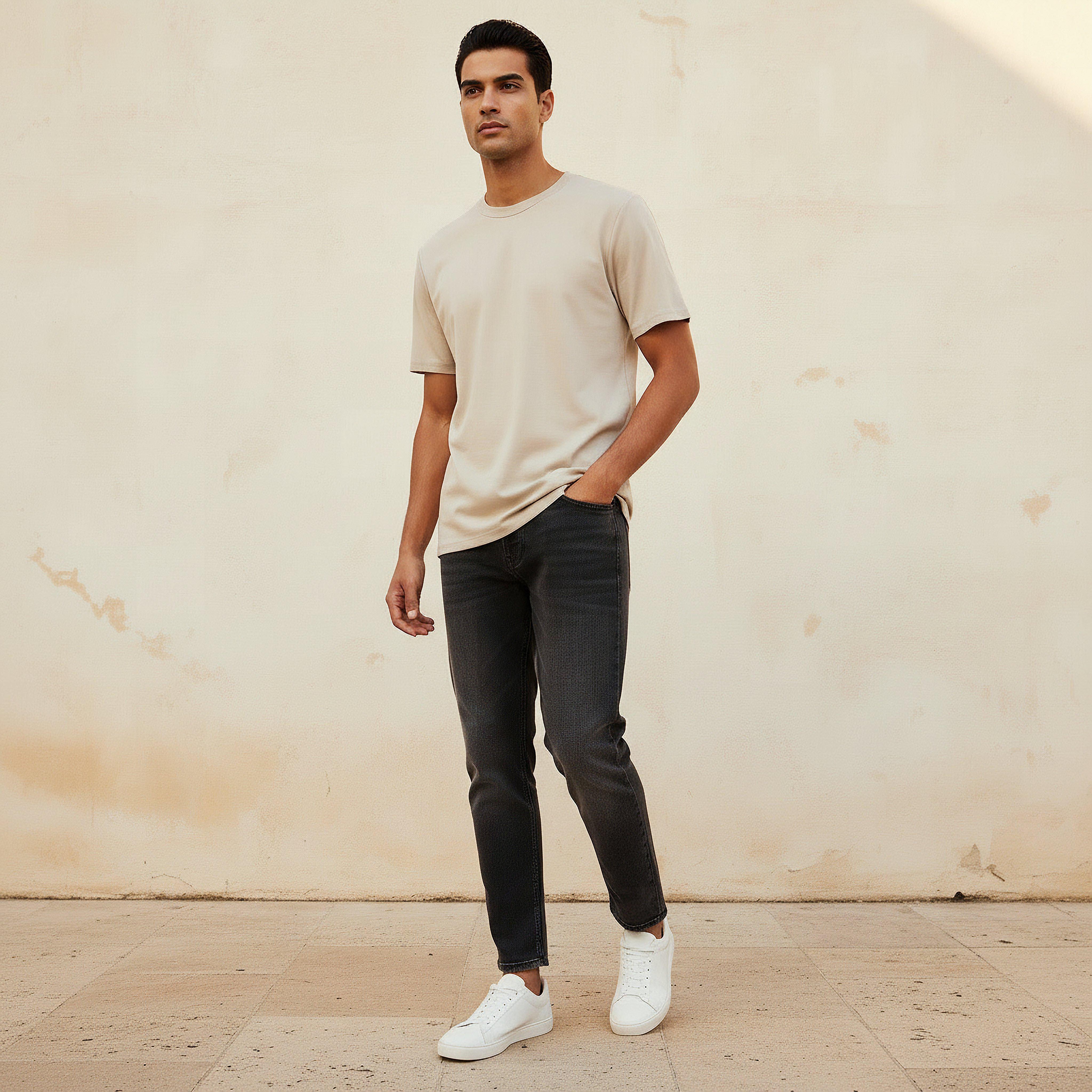 تيشيرت جيرسي بقصّة مريحة وياقة ضيقة وأكمام قصيرة للرجال-men-clothing-tshirtsandpolos-tshirts-image-3
