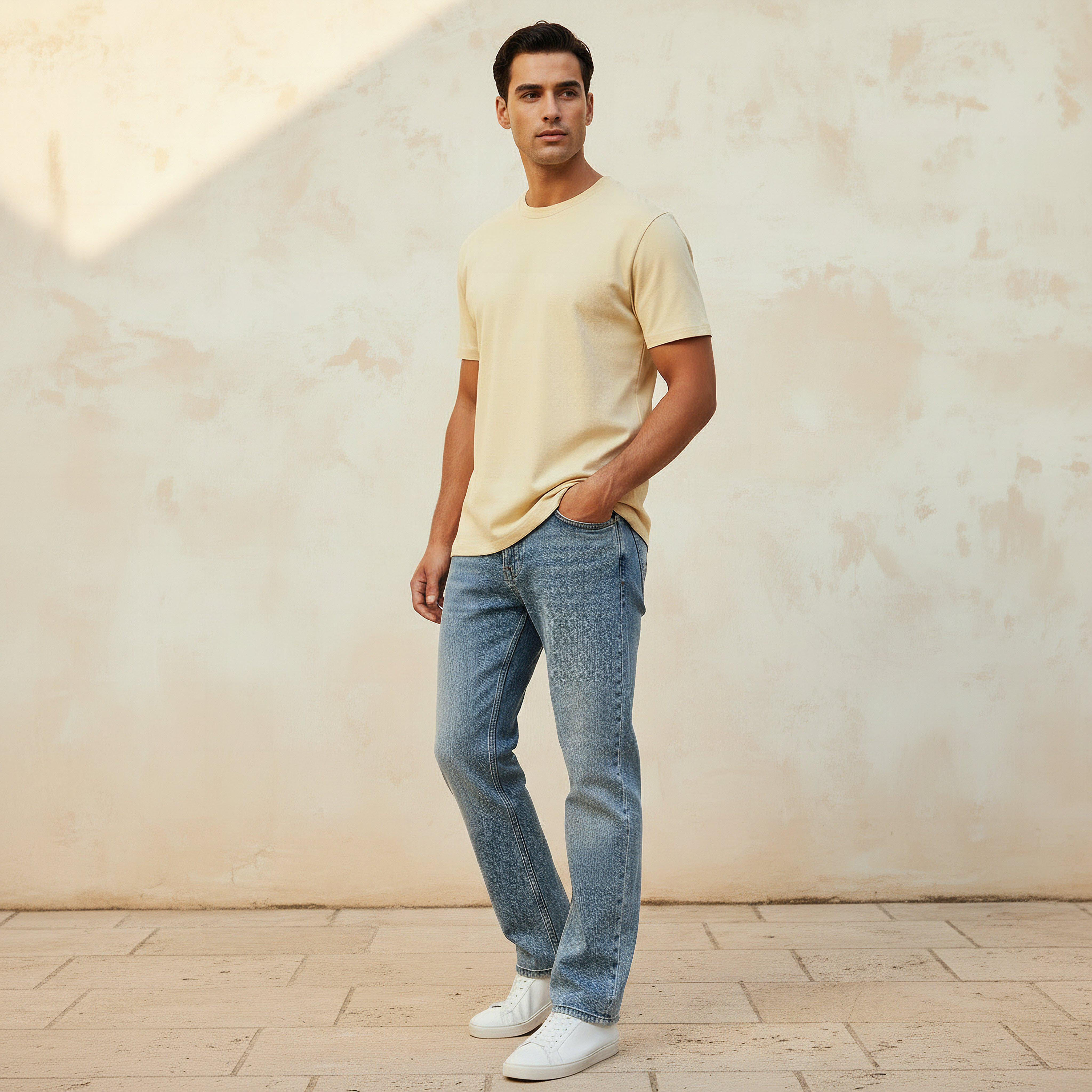 تيشيرت جيرسي بقصّة مريحة وياقة ضيقة وأكمام قصيرة للرجال-men-clothing-tshirtsandpolos-tshirts-image-3