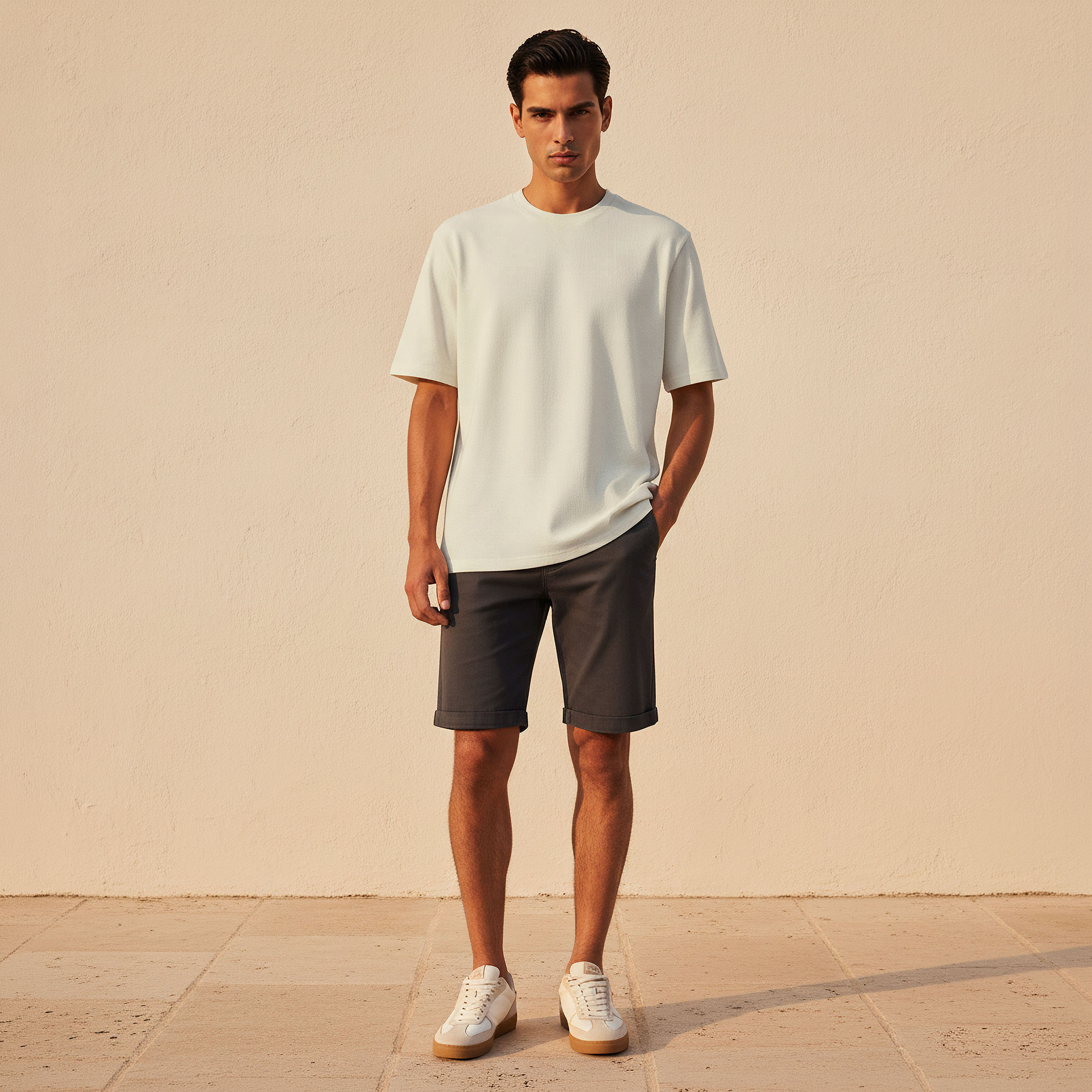 Men Relaxed Fit Crew Neck Short Sleeves Textured T-shirt-men-clothing-tshirtsandpolos-tshirts-image-3