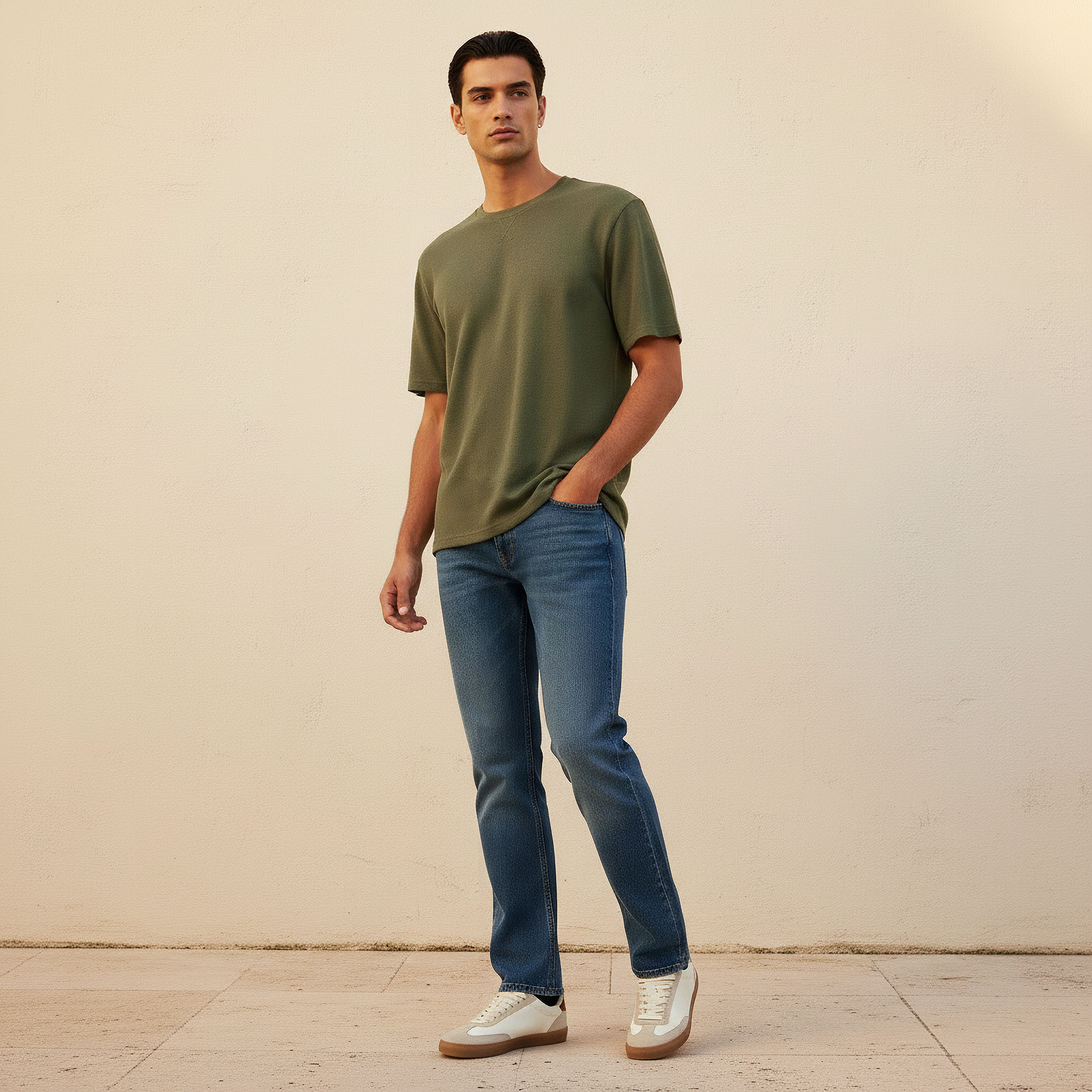 Men Relaxed Fit Crew Neck Short Sleeves Textured T-shirt-men-clothing-tshirtsandpolos-tshirts-image-3