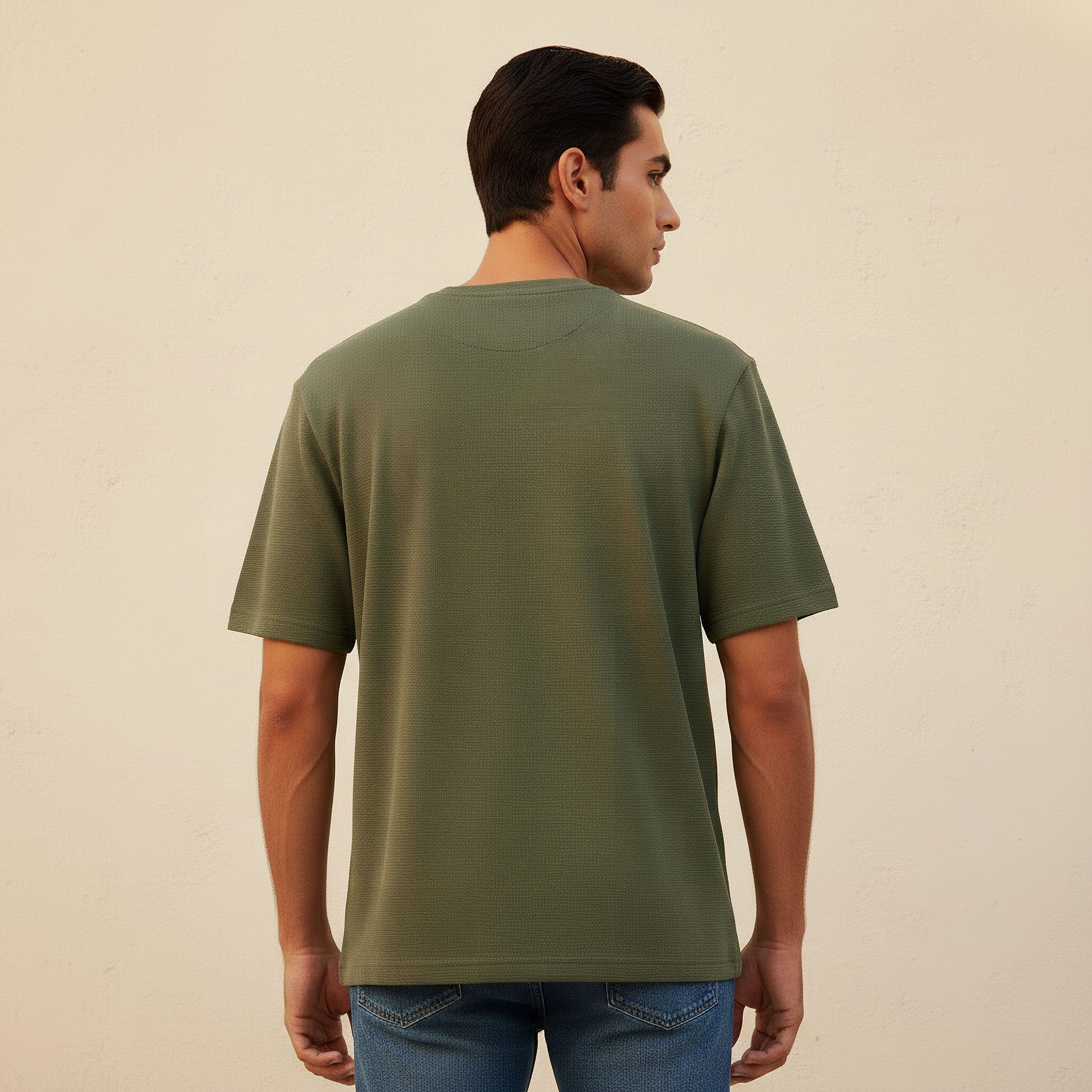 Men Relaxed Fit Crew Neck Short Sleeves Textured T-shirt-men-clothing-tshirtsandpolos-tshirts-image-4