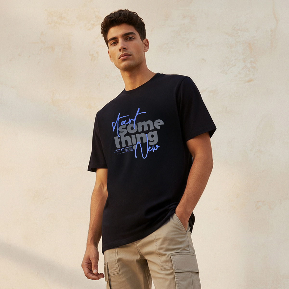 Men Slim Fit Crew Neck Short Sleeves Slogan Print T-shirt-PROMO_SP_QA_2FOR49_110625-image-1