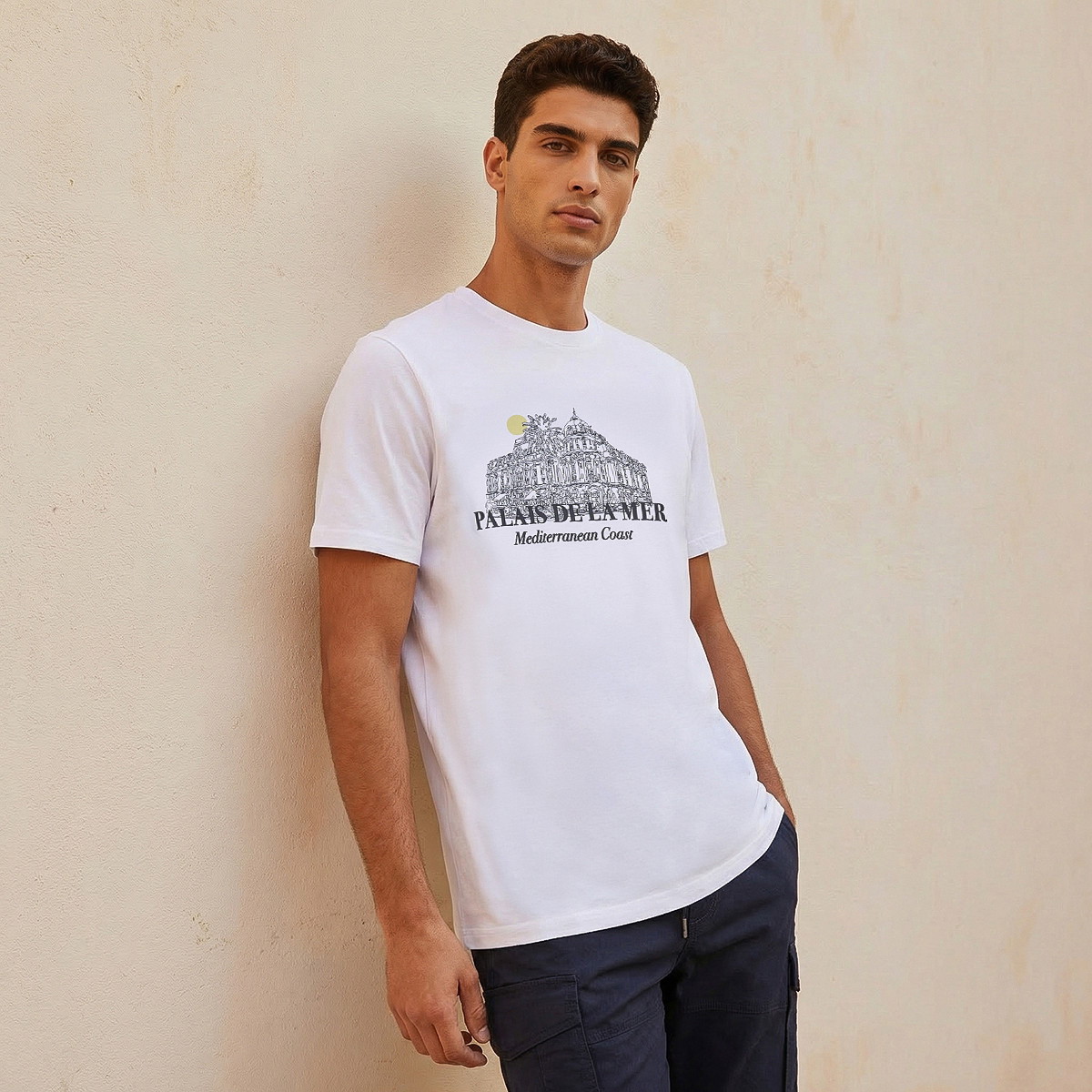 Men Slim Fit Crew Neck Short Sleeves Sketch Art Print T-shirt-men-clothing-tshirtsandpolos-tshirts-image-1