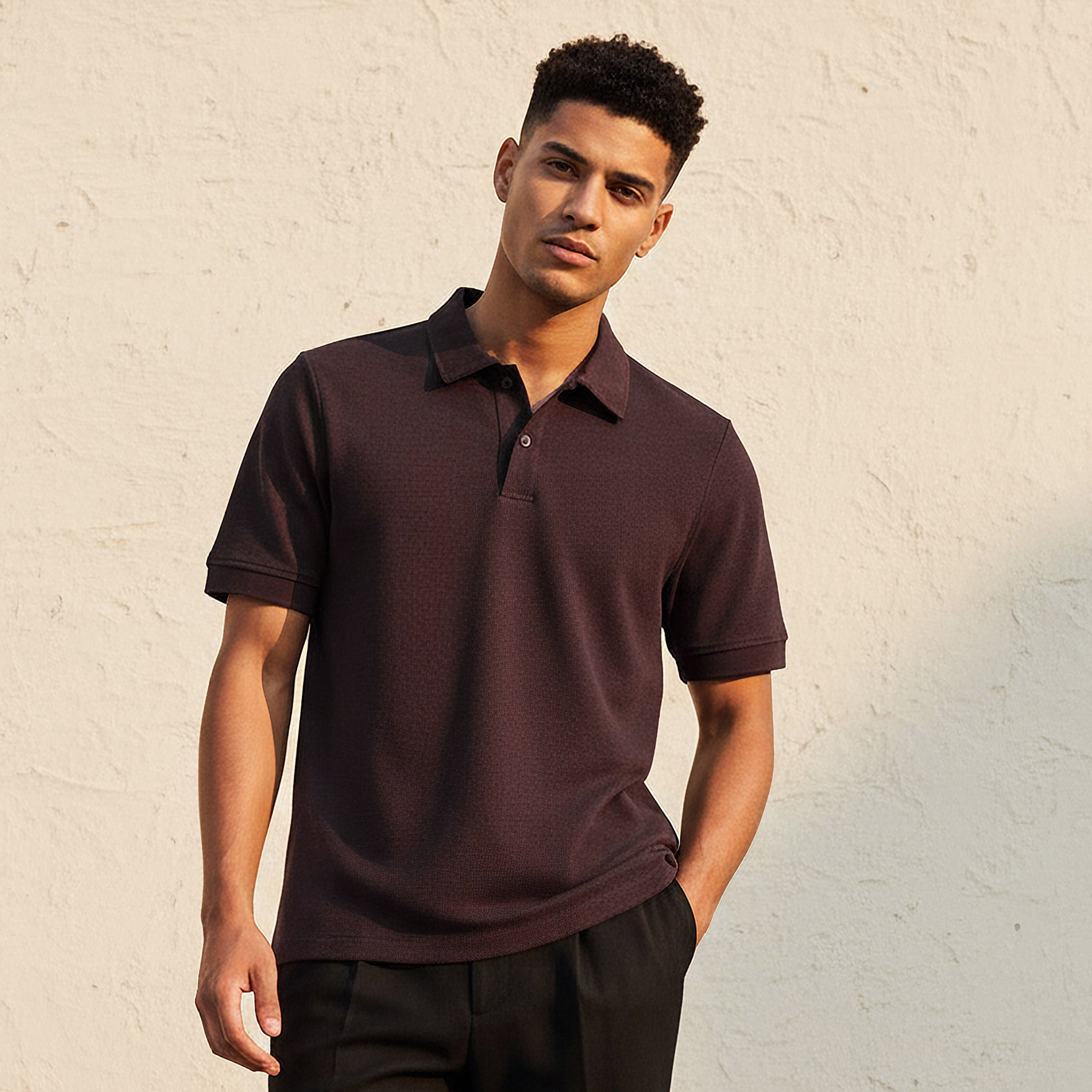 Men Short Sleeves Textured Polo T-shirt-men-clothing-tshirtsandpolos-polos-image-1