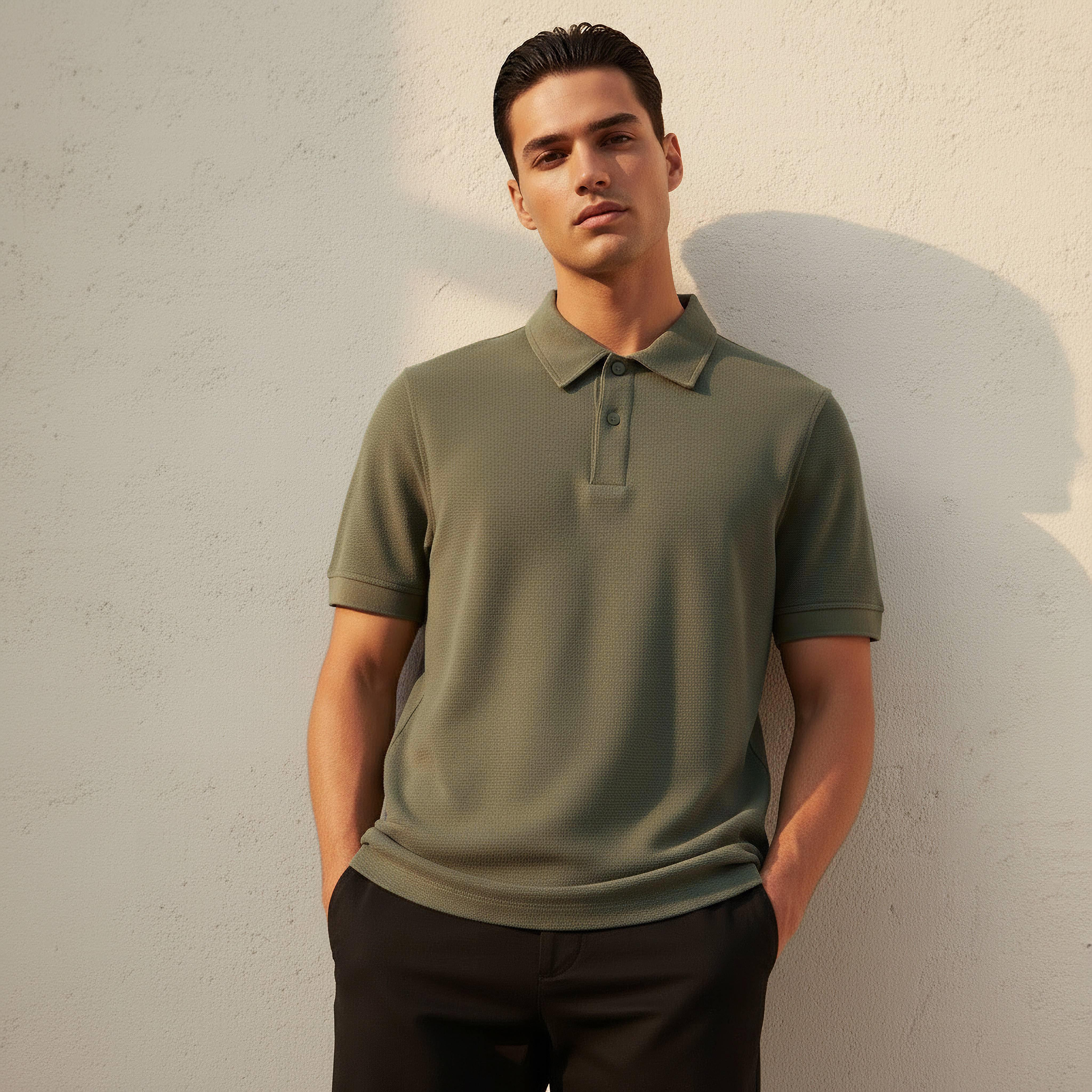Men Short Sleeve Textured Polo T-shirt-men-clothing-tshirtsandpolos-polos-image-1