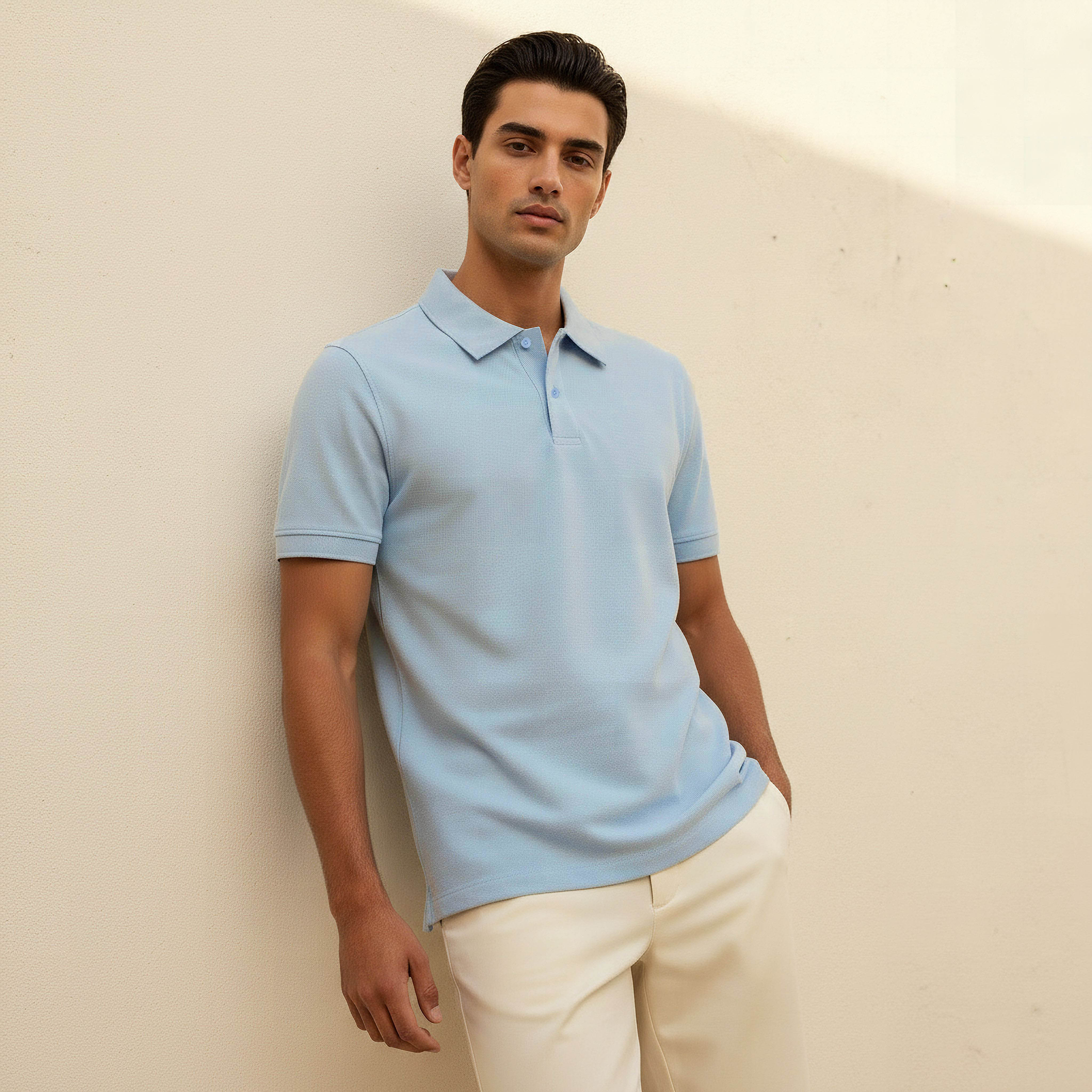 Men Short Sleeves Textured Polo T-shirt-men-clothing-tshirtsandpolos-polos-image-1