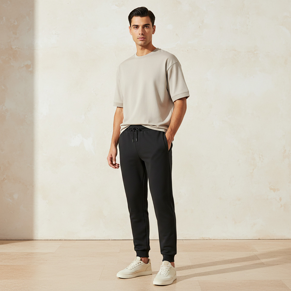 Men Regular Fit Joggers with Drawstring Closure-men-clothing-bottoms-joggers-image-3