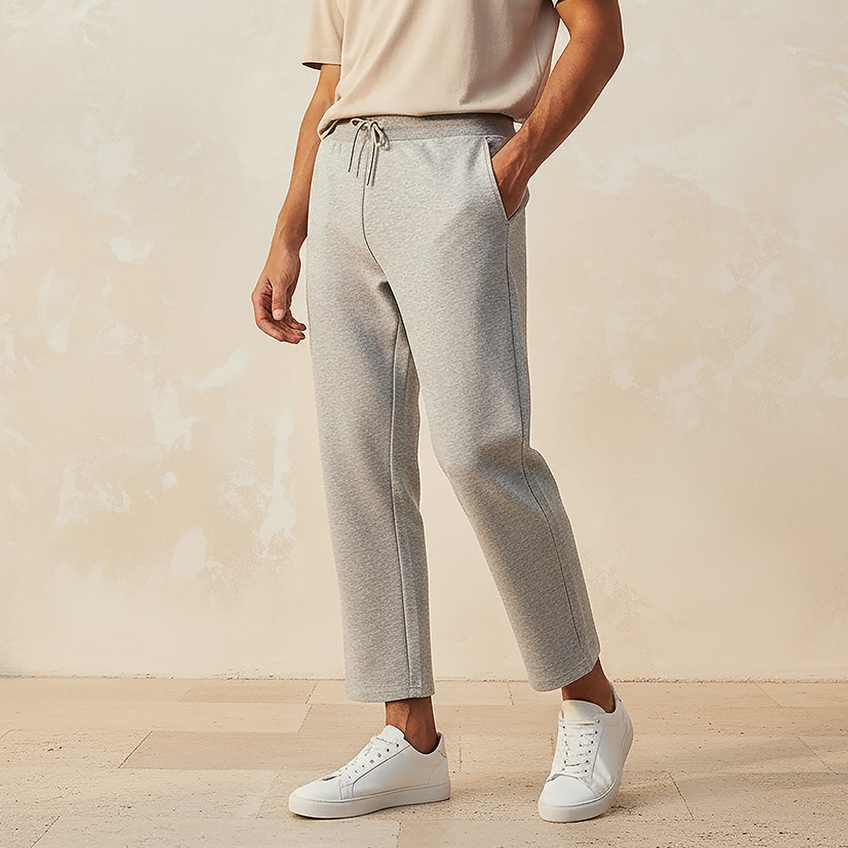 Men Regular Fit Scuba Joggers with Drawstring Closure-men-clothing-bottoms-joggers-image-1