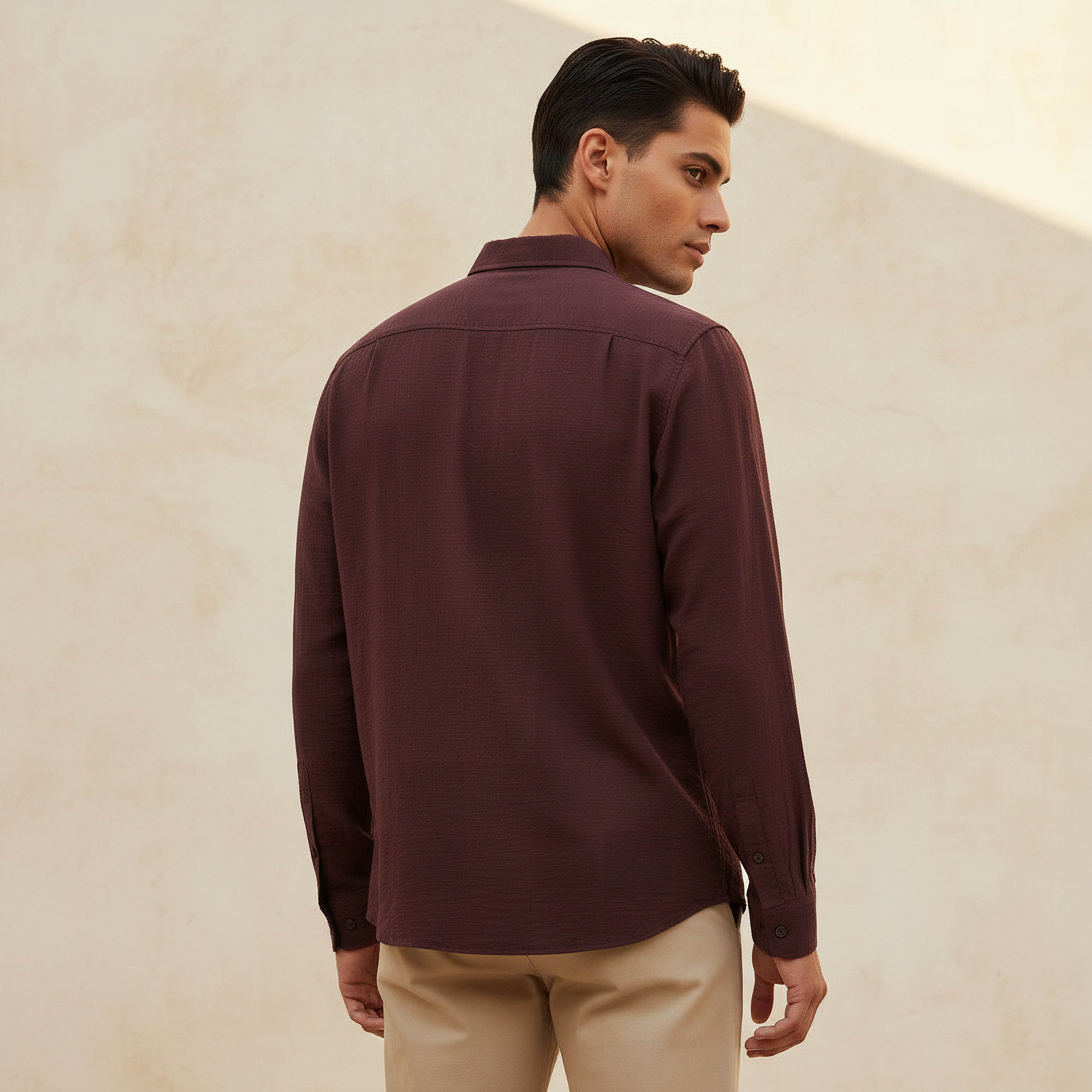 قميص بقصّة عادية بياقة وأكمام طويلة للرجال-men-clothing-shirts-image-4