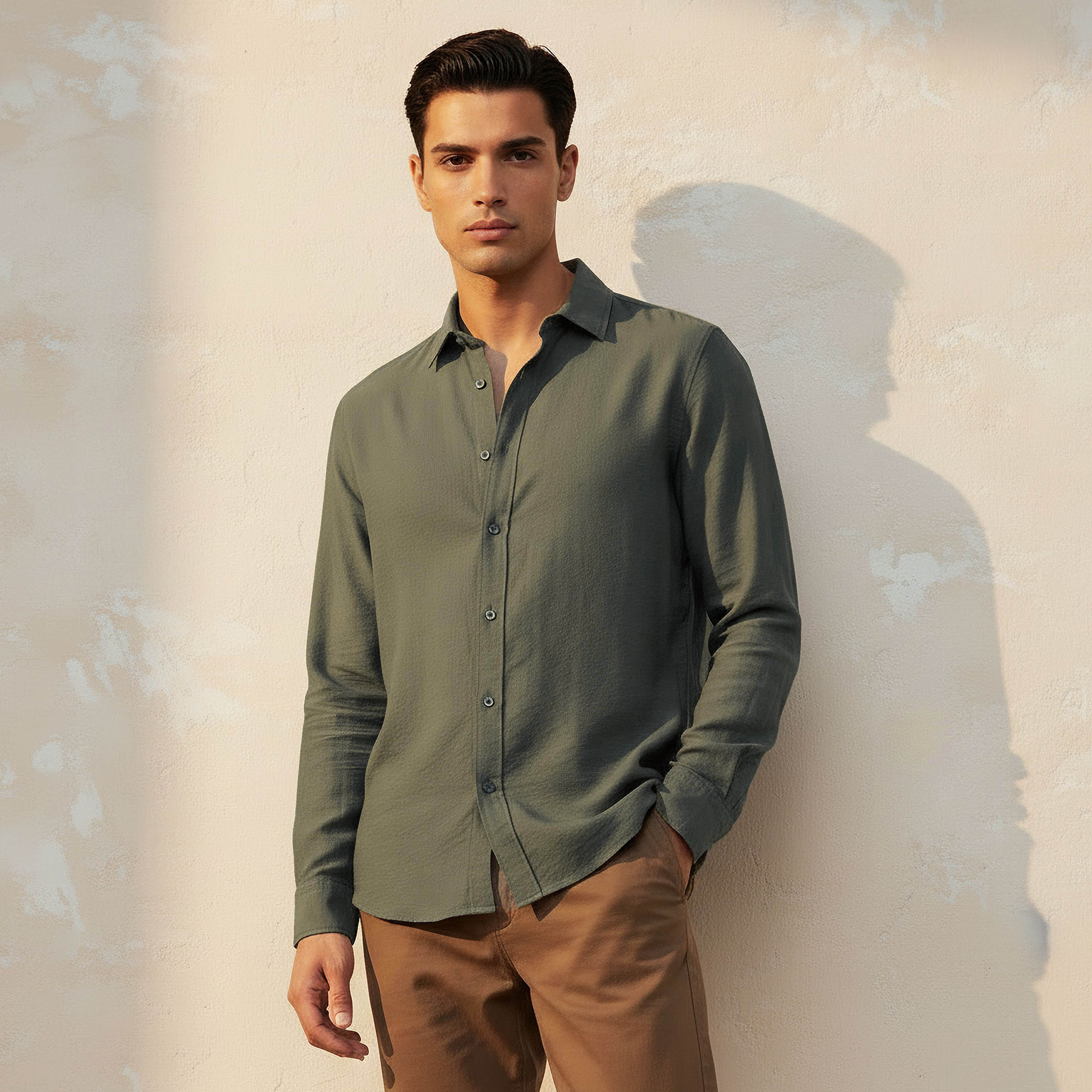 Men Regular Fit Collared Long Sleeve Shirt-men-clothing-shirts-image-1
