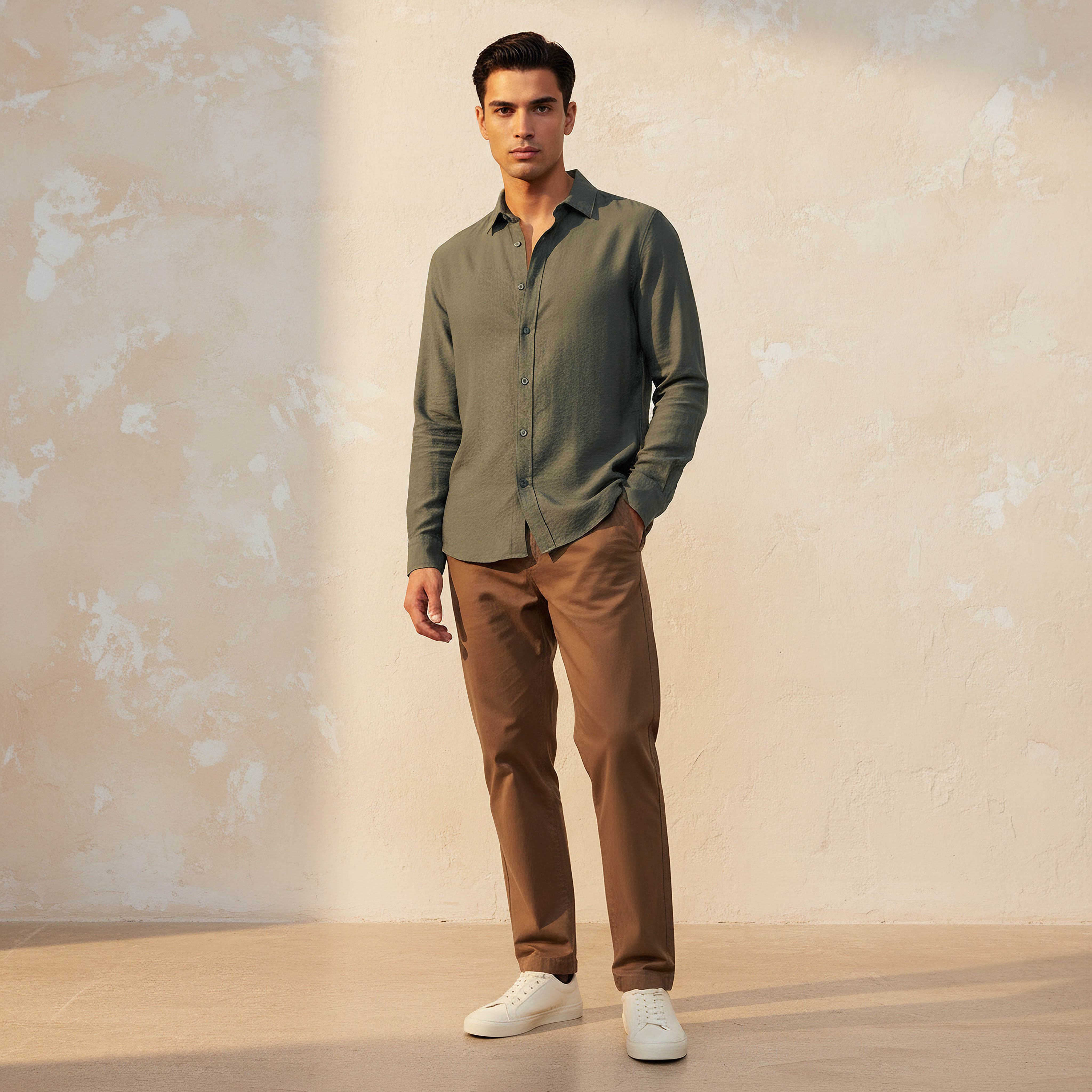 Men Regular Fit Collared Long Sleeve Shirt-men-clothing-shirts-image-5