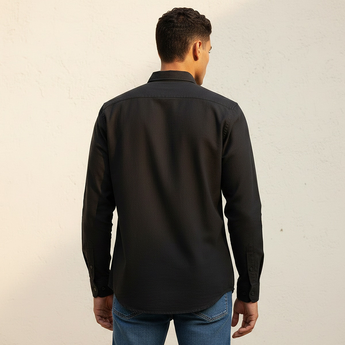 Splash Basic Regular Fit Button-Down Collar Textured Long Sleeves Shirt-men-clothing-shirts-image-4