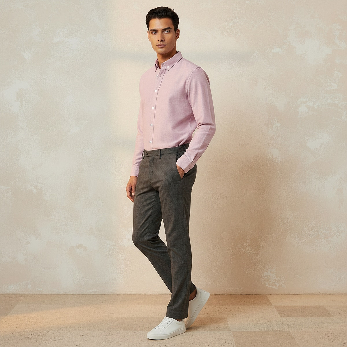 قميص بارز الملمس بأكمام طويلة وقصة عادية ووصلة أزرار من سبلاش بيسك-men-clothing-shirts-image-3
