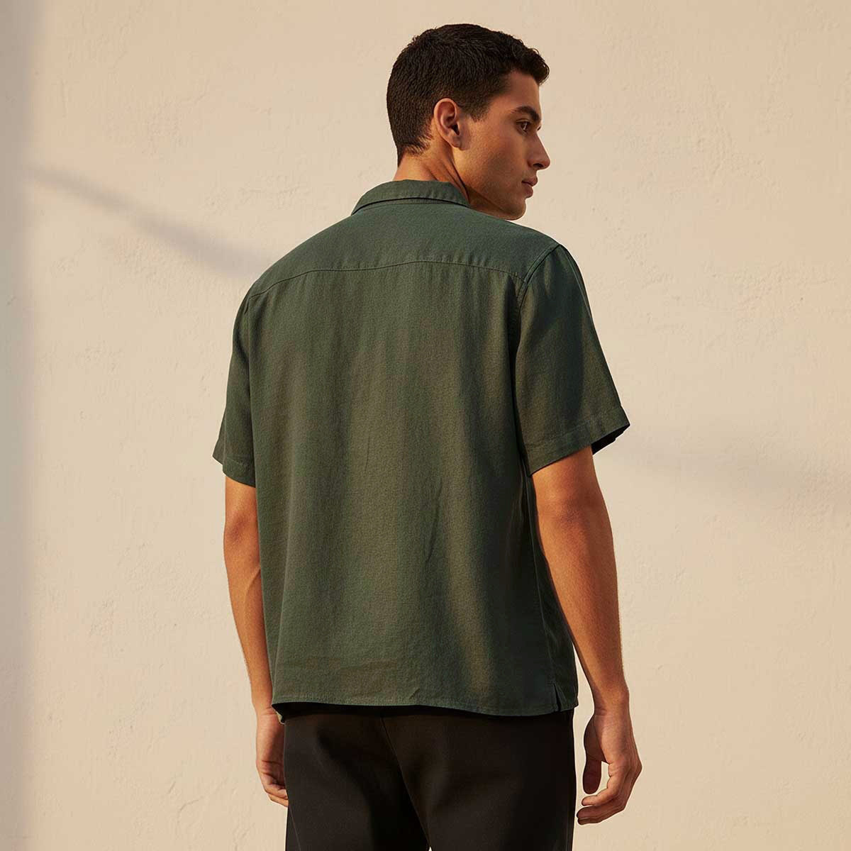 Splash Basic Regular Fit Camp Collar Linen Blend Shirt-men-clothing-shirts-image-4