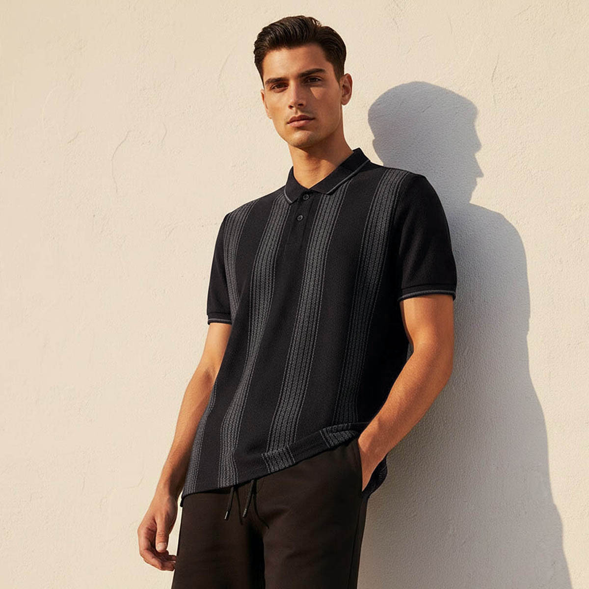 Men Short Sleeves Striped Polo T-shirt-men-clothing-tshirtsandpolos-polos-image-1