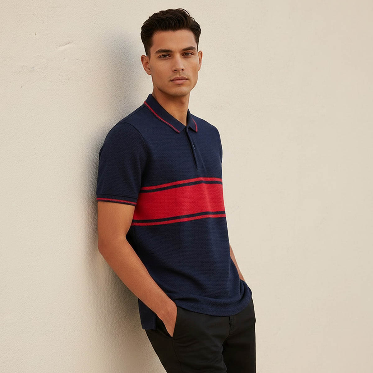Men Short Sleeves Striped Polo T-shirt-men-clothing-tshirtsandpolos-polos-image-1