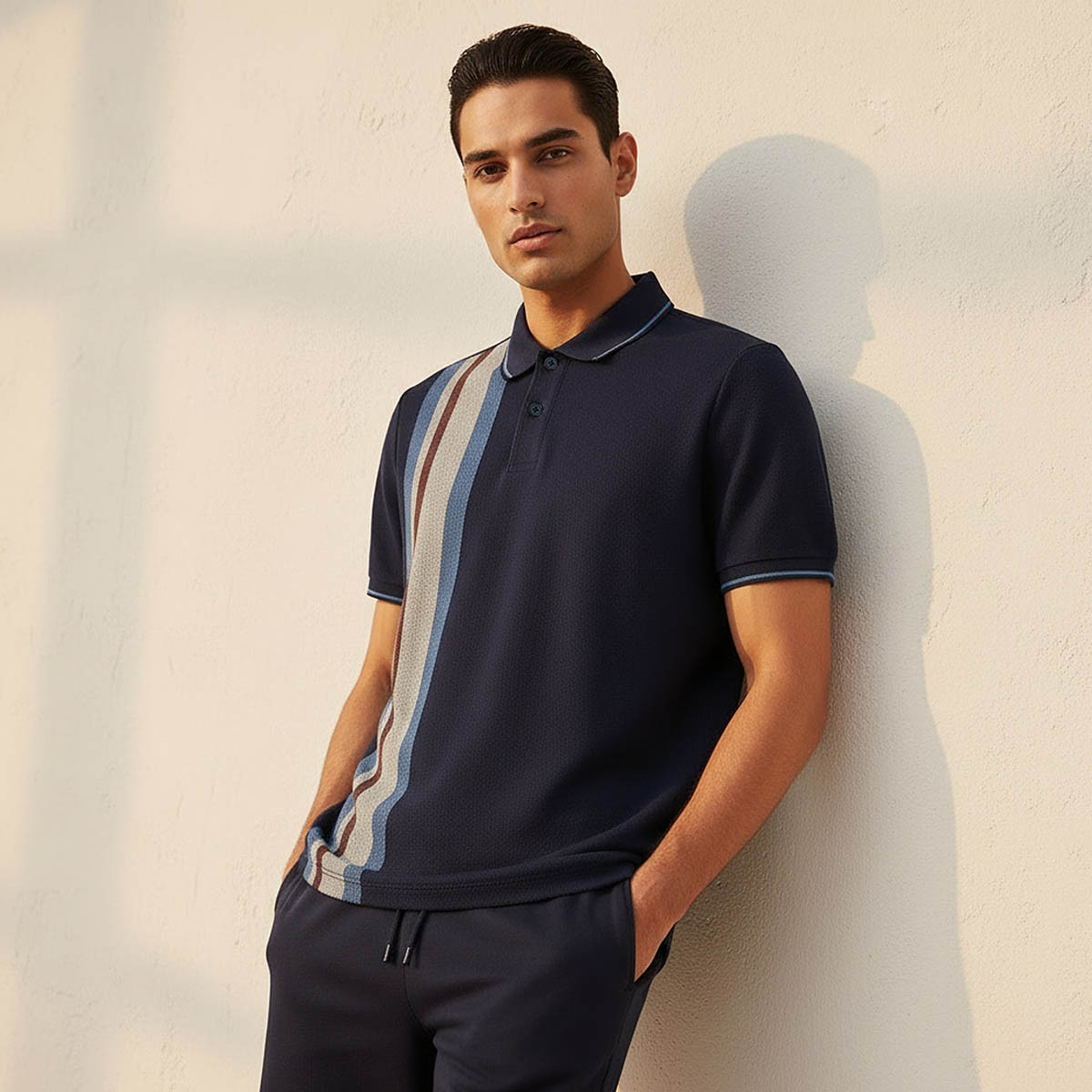 Men Short Sleeves Striped Polo T-shirt-men-clothing-tshirtsandpolos-polos-image-1