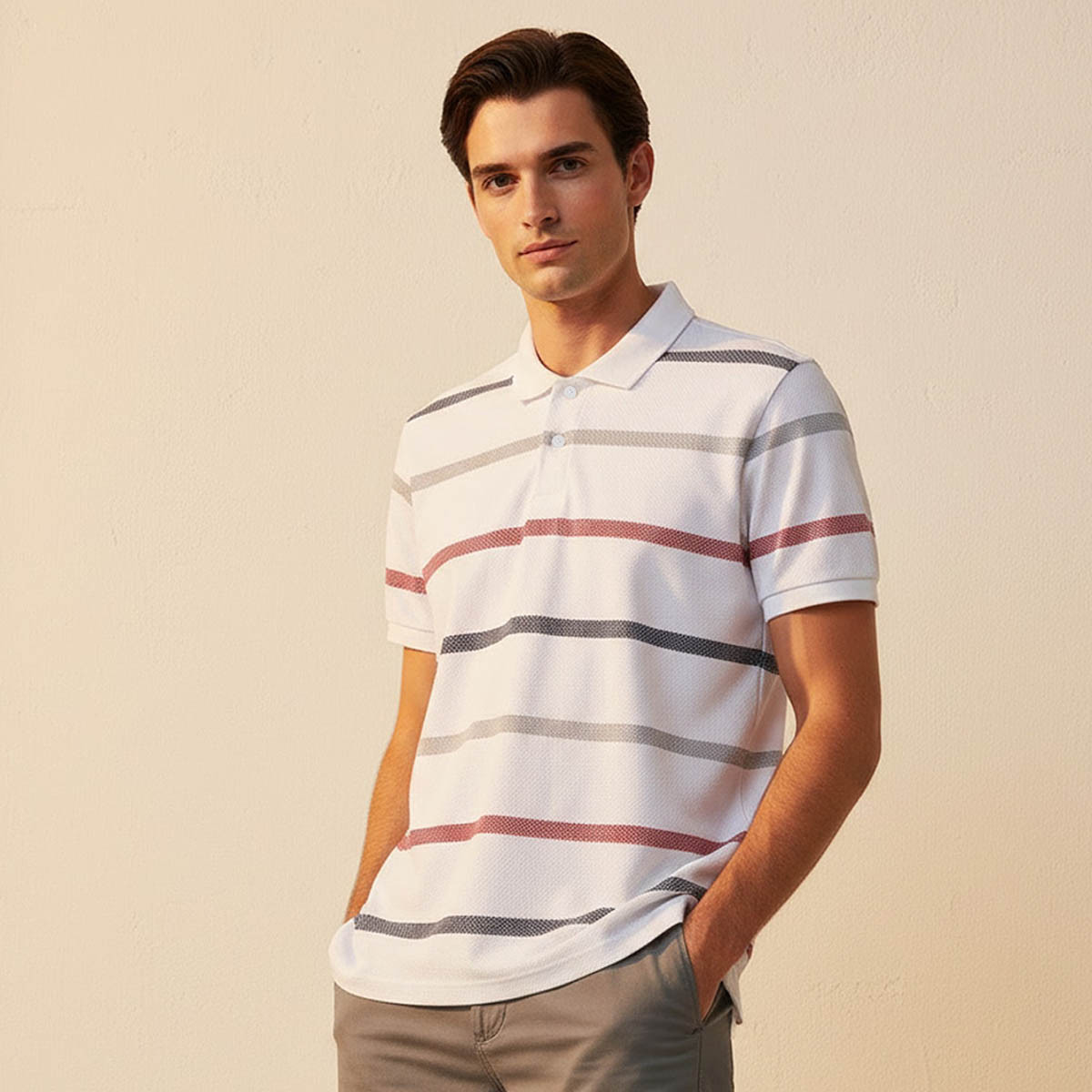 Men Short Sleeves Striped Polo T-shirt-men-clothing-tshirtsandpolos-polos-image-1