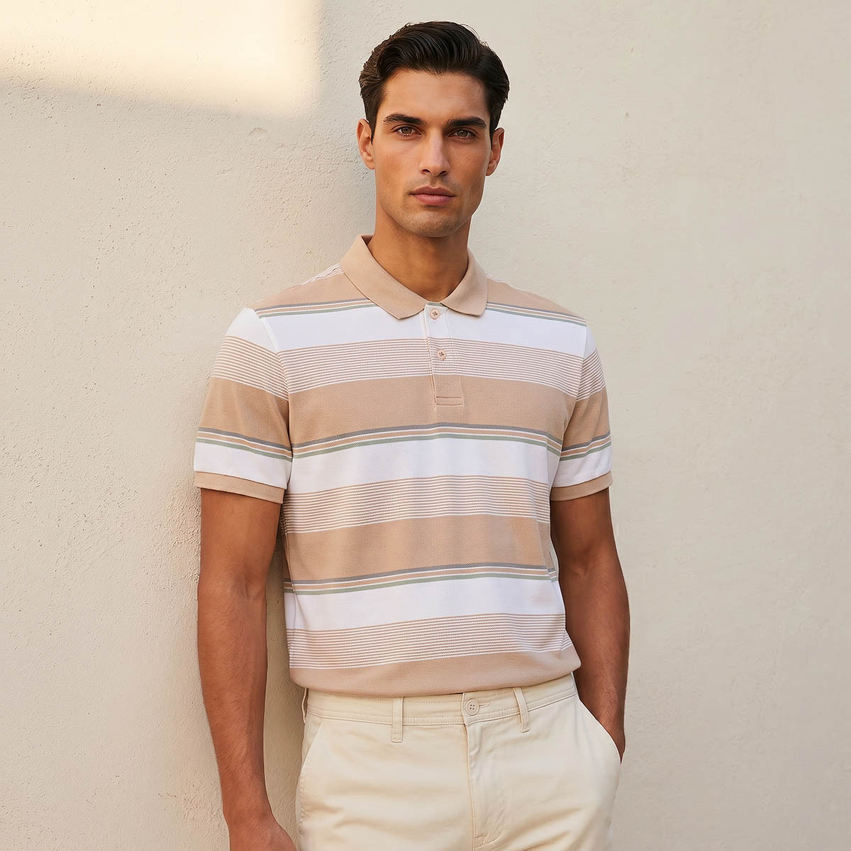 Men Short Sleeves Striped Polo T-shirt-men-clothing-tshirtsandpolos-polos-image-1