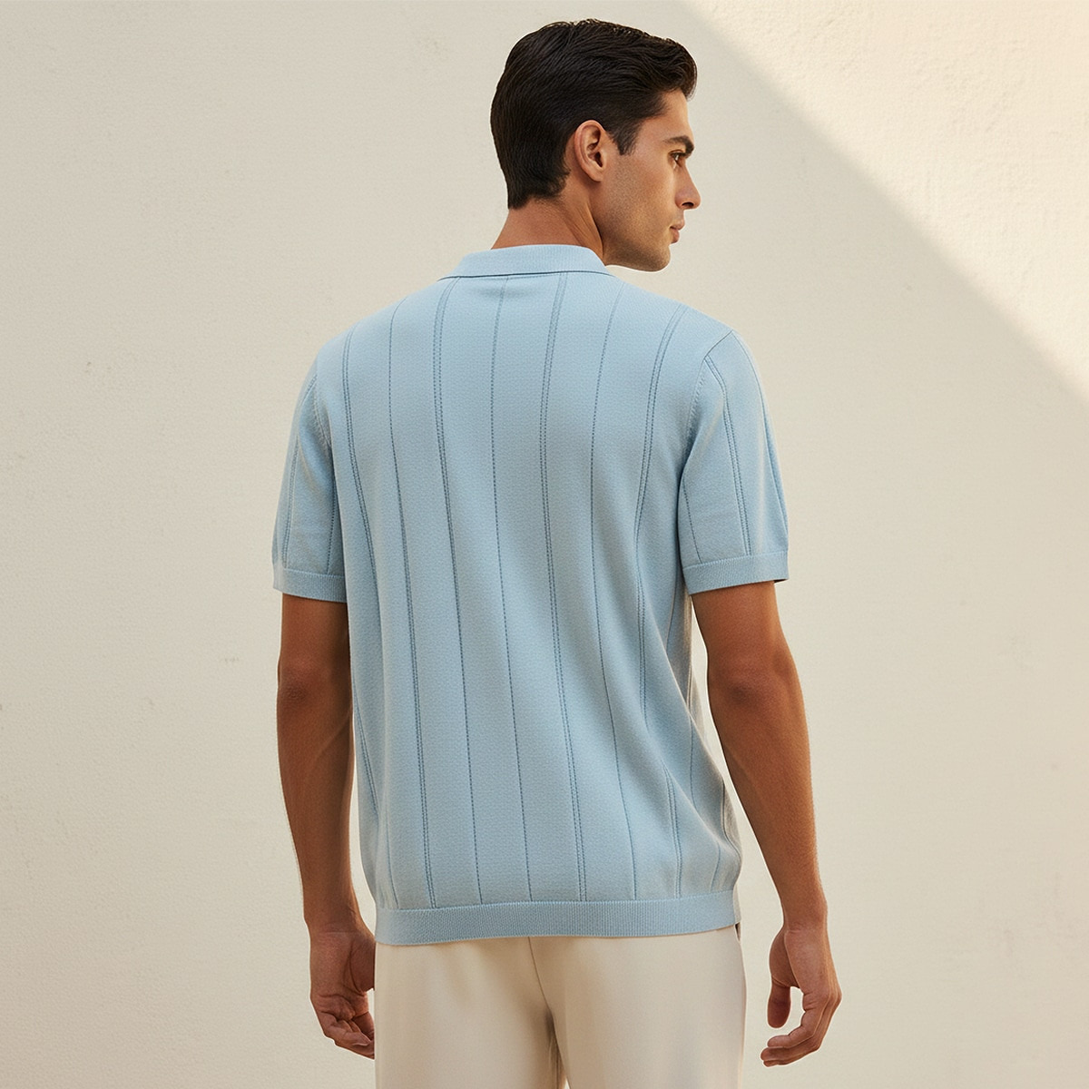 تيشيرت بولو بارز الملمس بأكمام قصيرة من أساسيات سبلاش-men-clothing-tshirtsandpolos-polos-image-4