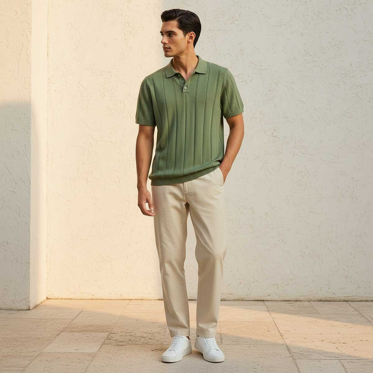 تيشيرت بولو بارز الملمس بأكمام قصيرة من أساسيات سبلاش-men-clothing-tshirtsandpolos-polos-image-3