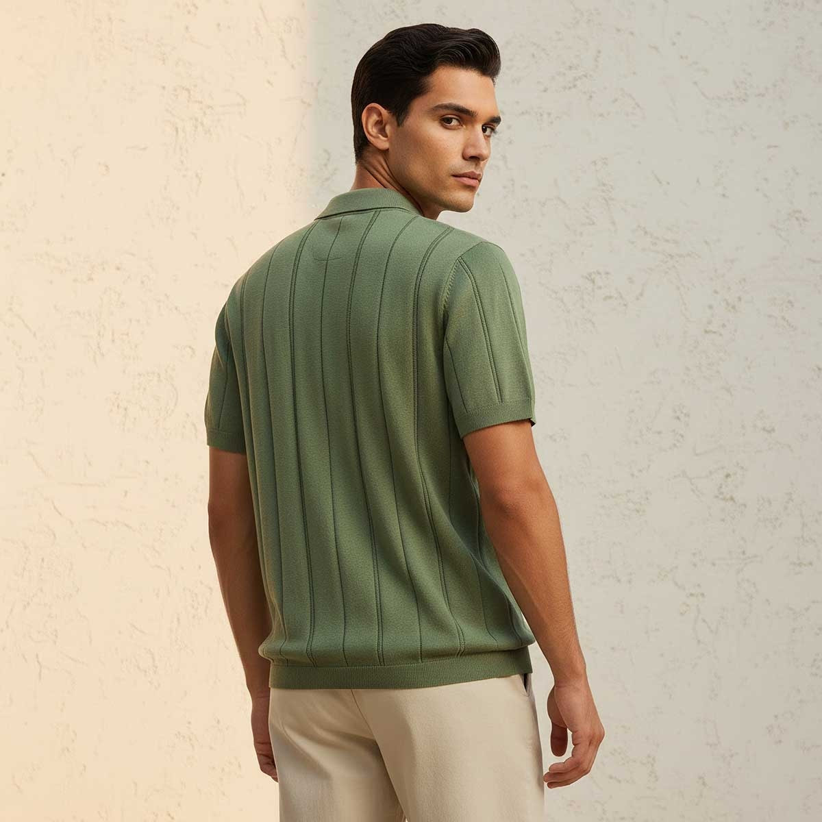 تيشيرت بولو بارز الملمس بأكمام قصيرة من أساسيات سبلاش-men-clothing-tshirtsandpolos-polos-image-4