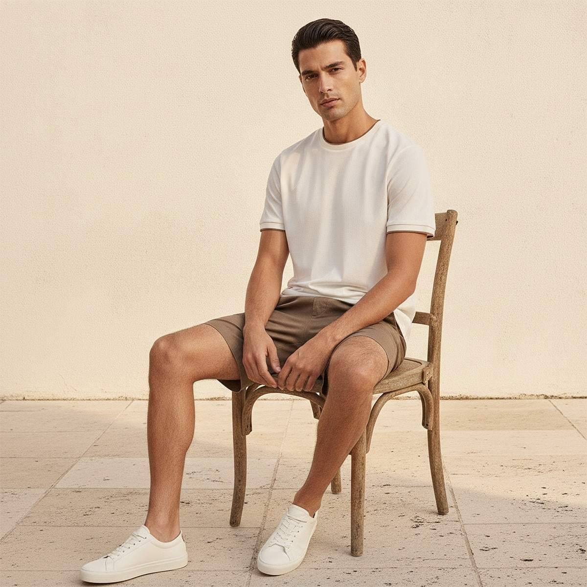 تيشيرت بيكيه كريب بقصّة عادية وياقة ضيّقة من سبلاش بيزكس-men-clothing-tshirtsandpolos-tshirts-image-5
