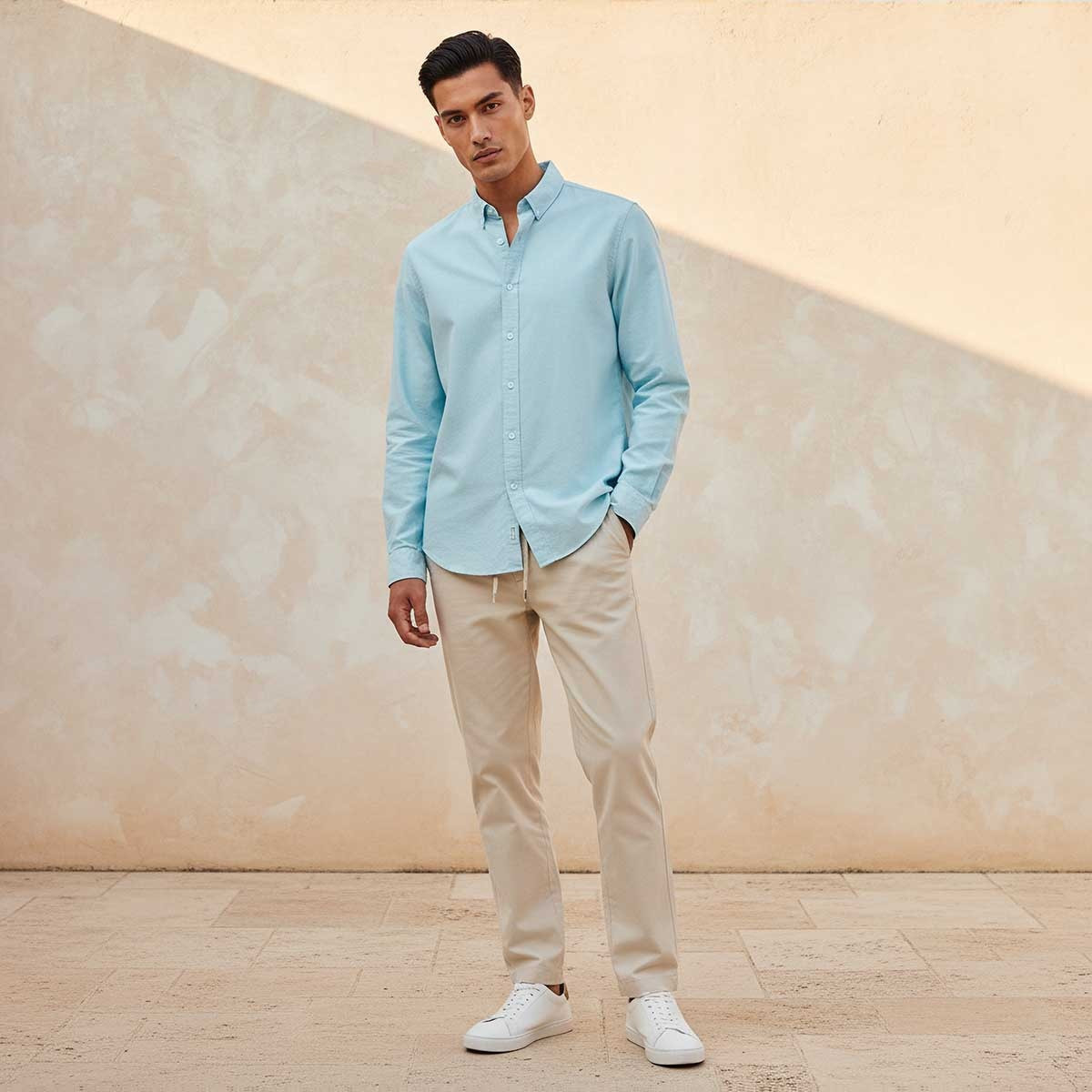 Splash Basic Regular Fit Button-Down Collar Textured Long Sleeves Shirt-men-clothing-shirts-image-3