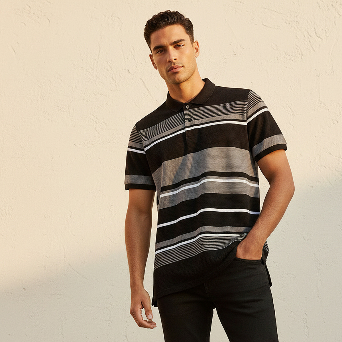Splash Basic Short Sleeves Striped Polo T-shirt-men-clothing-tshirtsandpolos-polos-image-1