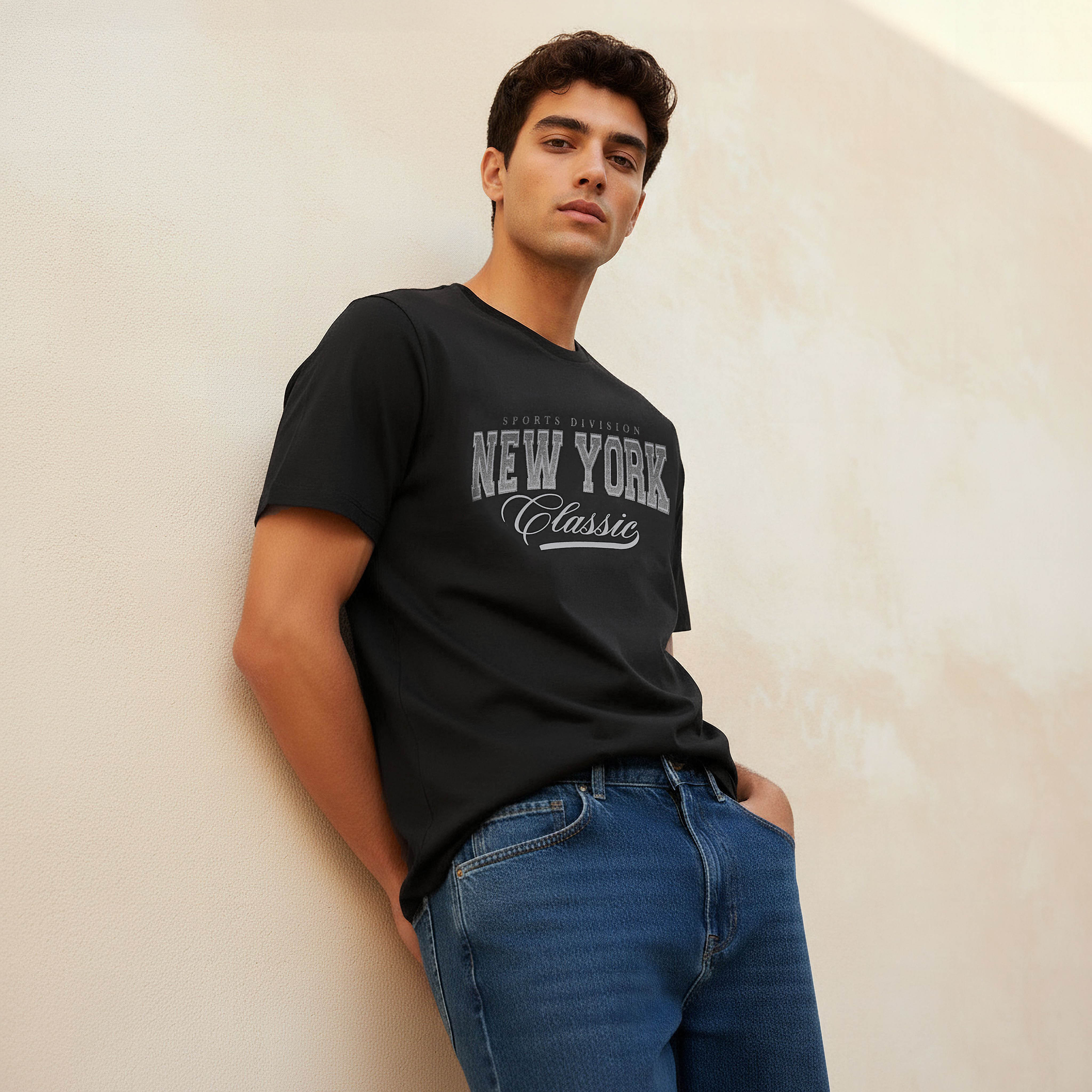 Men Slim Fit Crew Neck Short Sleeve Varsity Print T-shirt-PROMO_SP_QA_2FOR49_110625-image-1