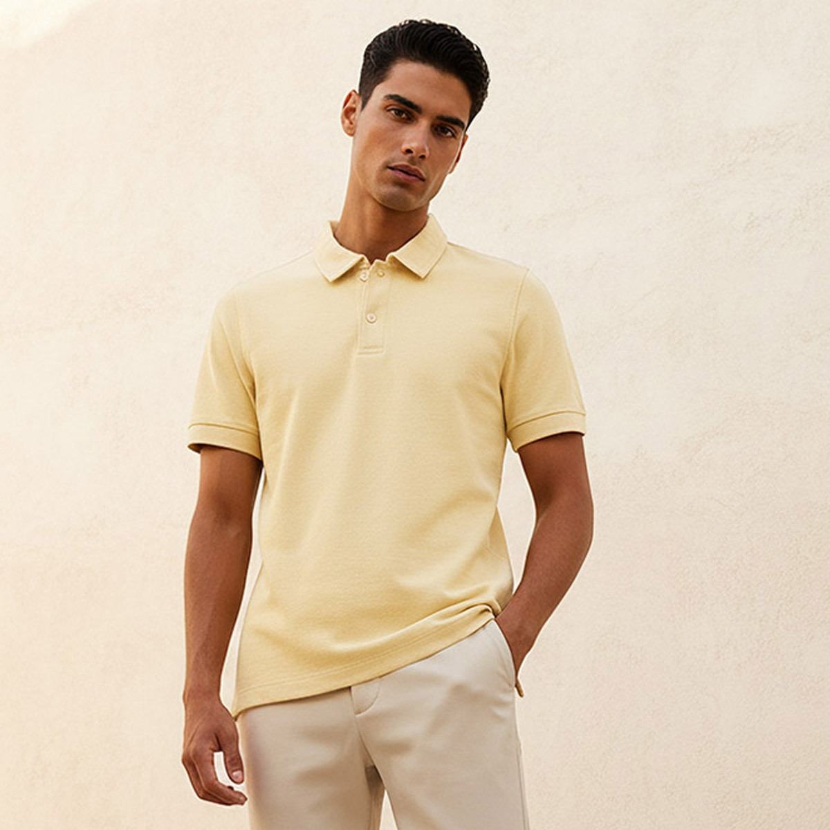 تيشيرت بولو بارز الملمس بأكمام قصيرة من سبلاش بيزك-men-clothing-tshirtsandpolos-polos-image-1