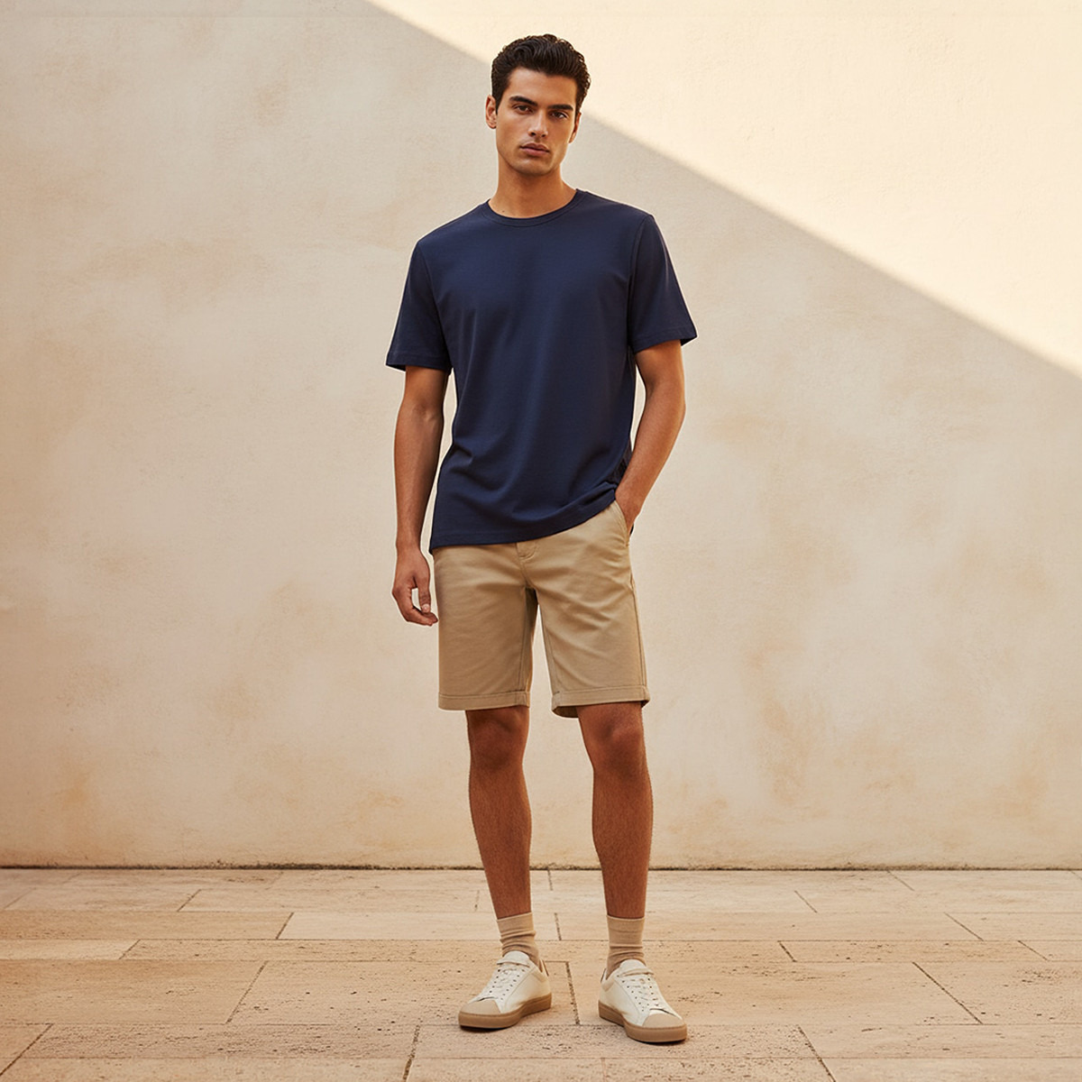 تيشيرت بقصّة مريحة وياقة ضيقة وأكمام قصيرة للرجال-men-clothing-tshirtsandpolos-tshirts-image-3