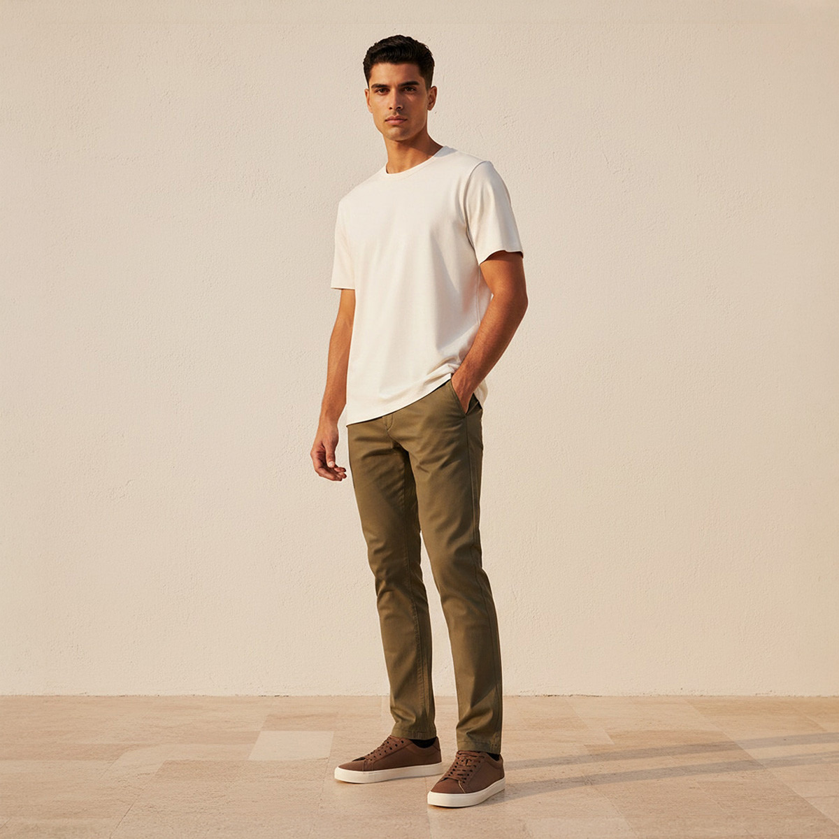تيشيرت بقصّة مريحة وياقة ضيقة وأكمام قصيرة للرجال-men-clothing-tshirtsandpolos-tshirts-image-3