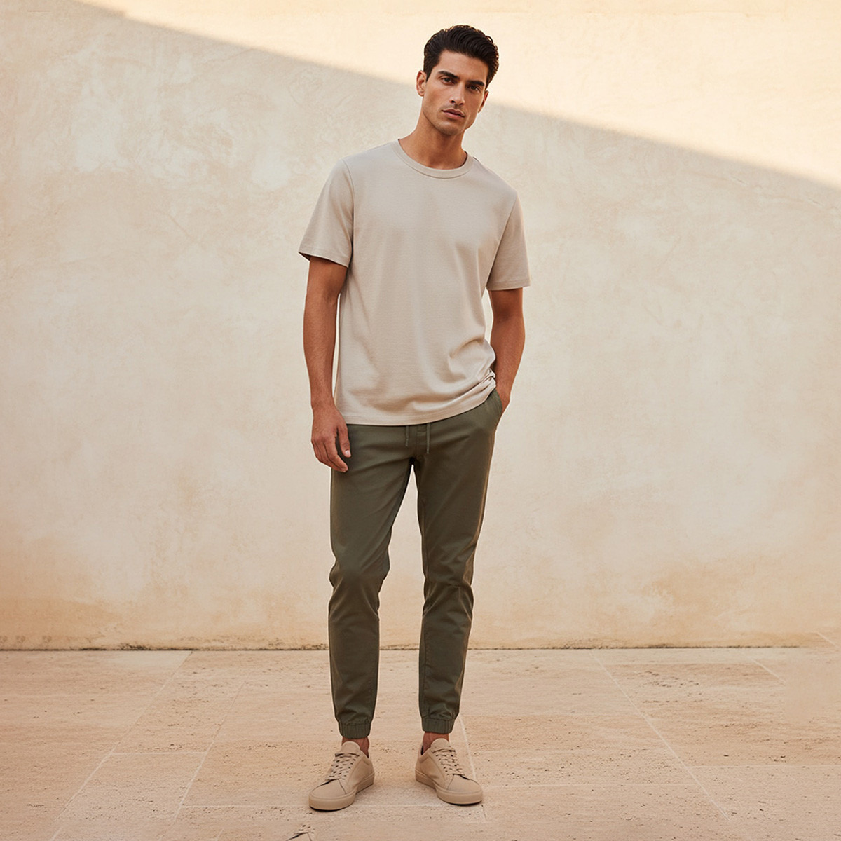 تيشيرت بقصّة مريحة وياقة ضيقة وأكمام قصيرة للرجال-men-clothing-tshirtsandpolos-tshirts-image-3