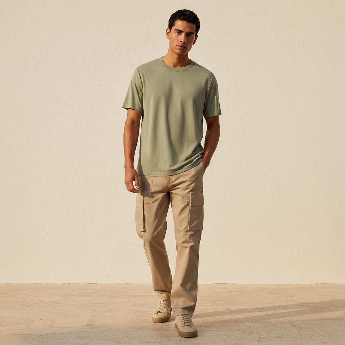 تيشيرت بقصّة مريحة وياقة ضيقة وأكمام قصيرة للرجال-men-clothing-tshirtsandpolos-tshirts-image-3