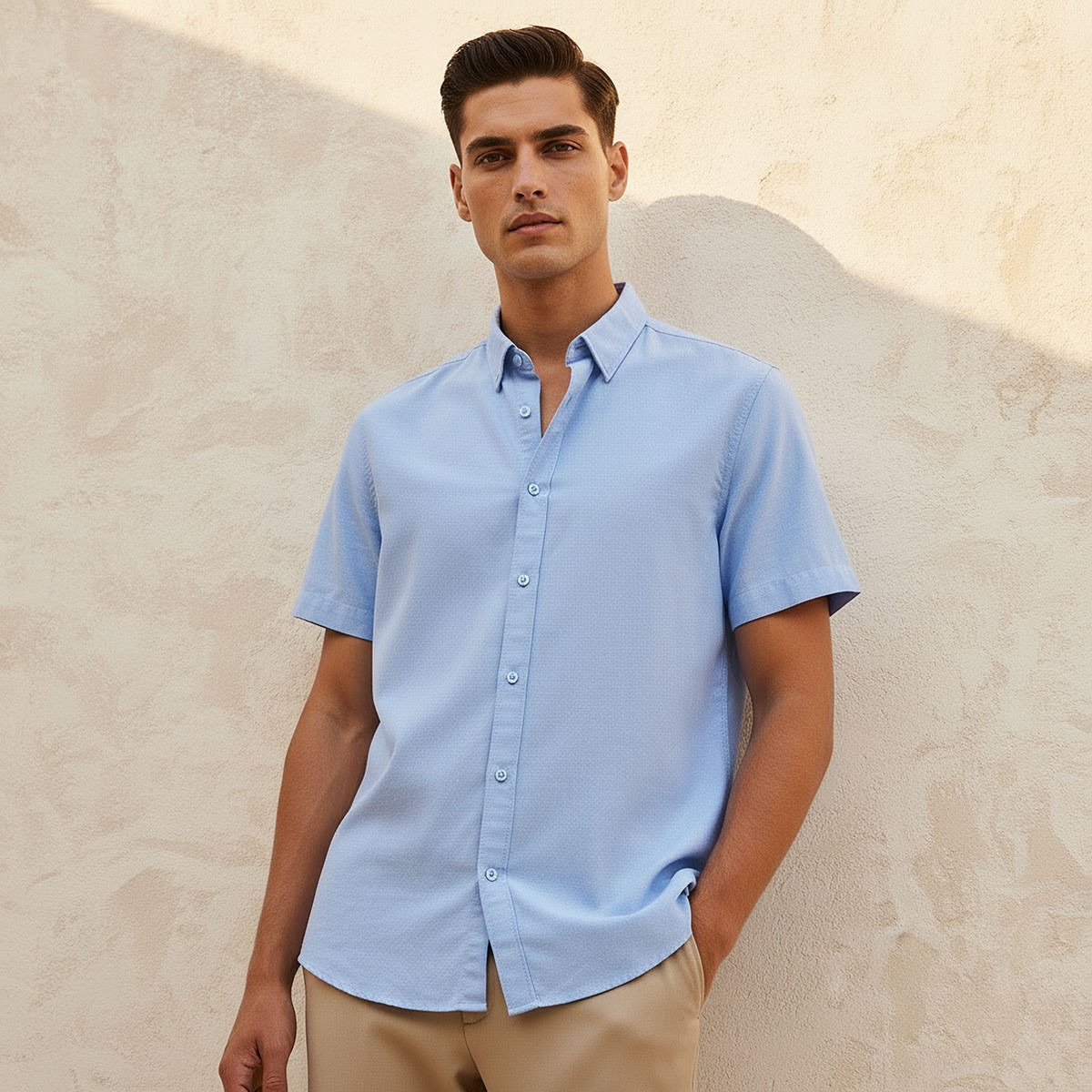 قميص بياقة وقصة عادية وأكمام قصيرة من سبلاش بيزك-men-clothing-shirts-image-1