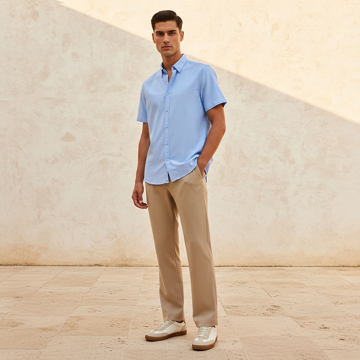 قميص بياقة وقصة عادية وأكمام قصيرة من سبلاش بيزك-men-clothing-shirts-image-3