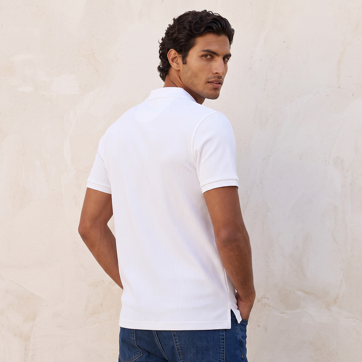 تيشيرت بولو قطن بقصة عادية وملمس بارز مضلع من سبلاش بيسك-men-clothing-tshirtsandpolos-polos-image-3