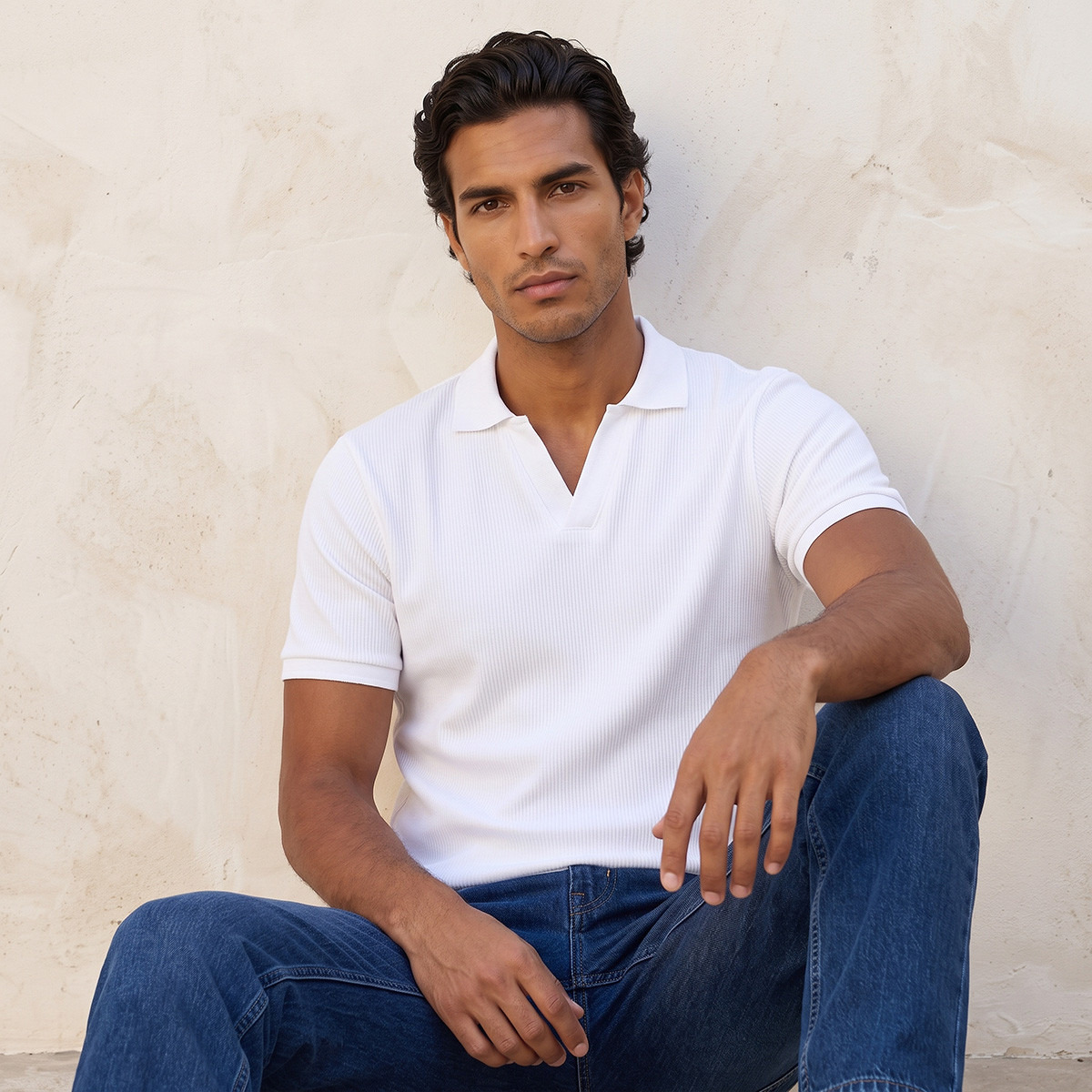 تيشيرت بولو قطن بقصة عادية وملمس بارز مضلع من سبلاش بيسك-men-clothing-tshirtsandpolos-polos-image-5
