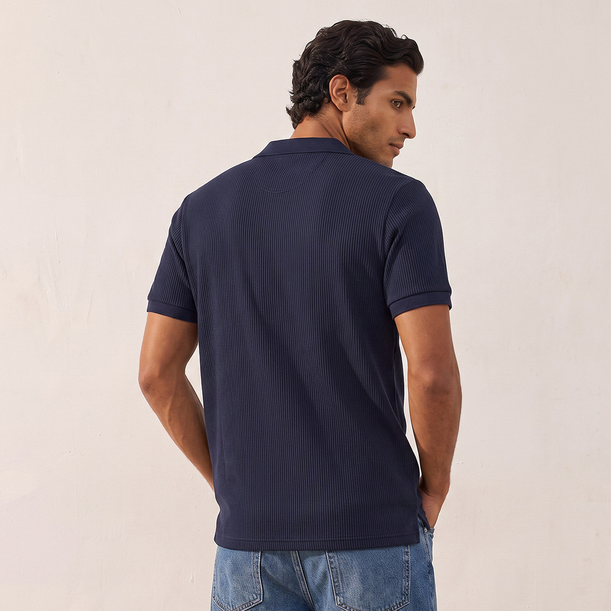 تيشيرت بولو قطن بقصة عادية وملمس بارز مضلع من سبلاش بيسك-men-clothing-tshirtsandpolos-polos-image-3