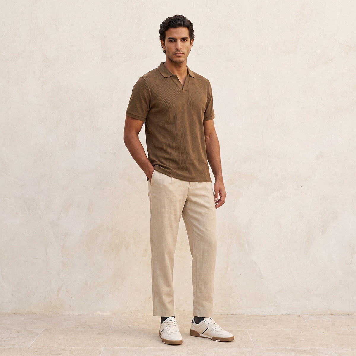 تيشيرت بولو قطن بقصة عادية وملمس بارز مضلع من سبلاش بيسك-men-clothing-tshirtsandpolos-polos-image-2