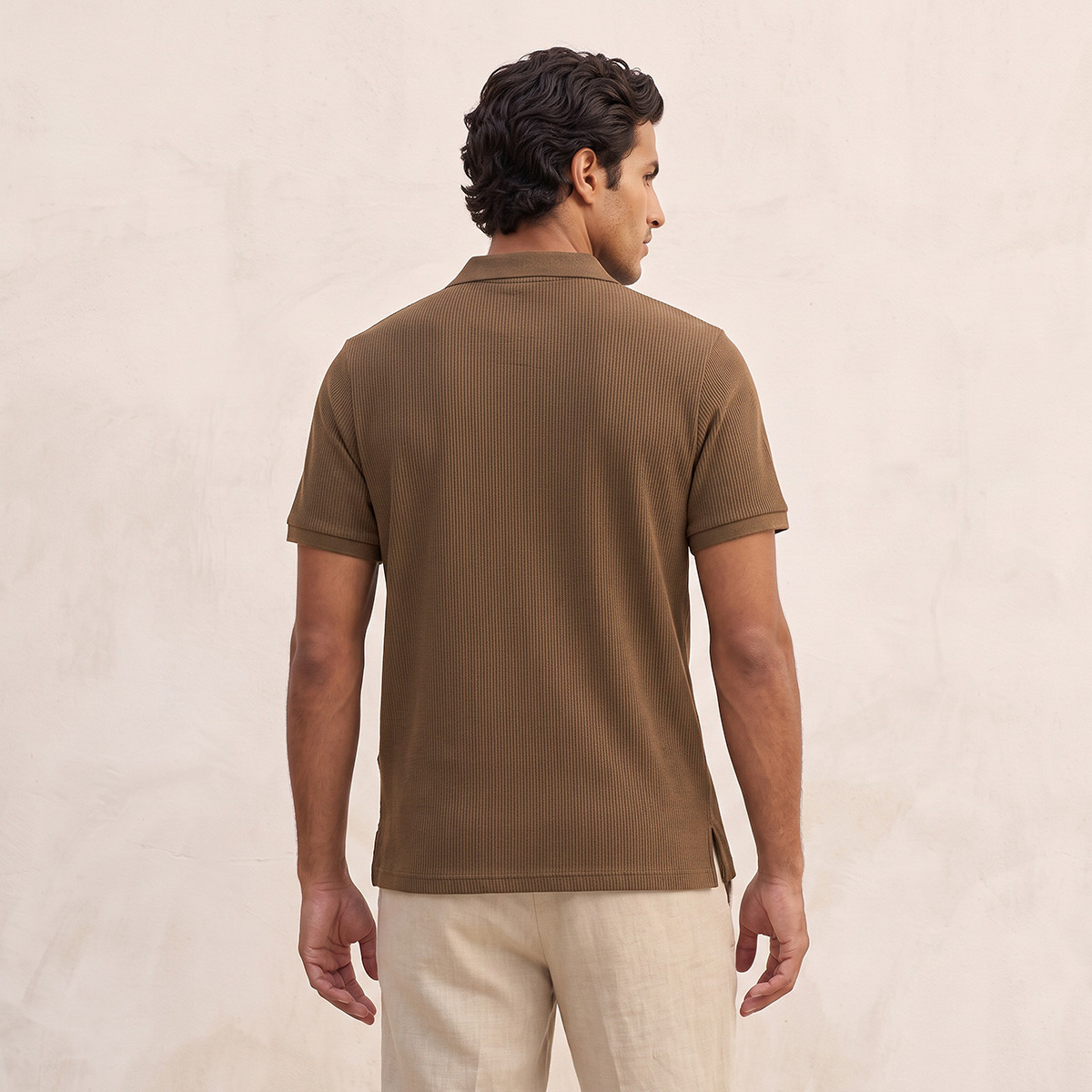 تيشيرت بولو قطن بقصة عادية وملمس بارز مضلع من سبلاش بيسك-men-clothing-tshirtsandpolos-polos-image-3