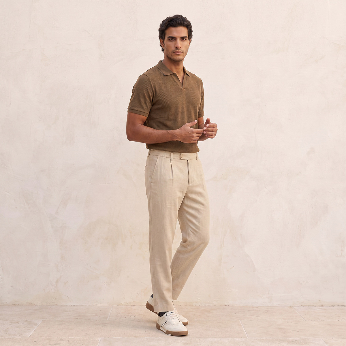 تيشيرت بولو قطن بقصة عادية وملمس بارز مضلع من سبلاش بيسك-men-clothing-tshirtsandpolos-polos-image-5