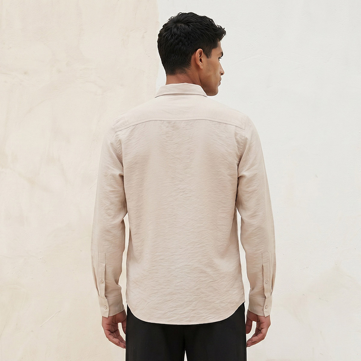 Splash Basic Regular Fit Collared Crinkled Textured Long Sleeves Shirt-men-clothing-shirts-image-4