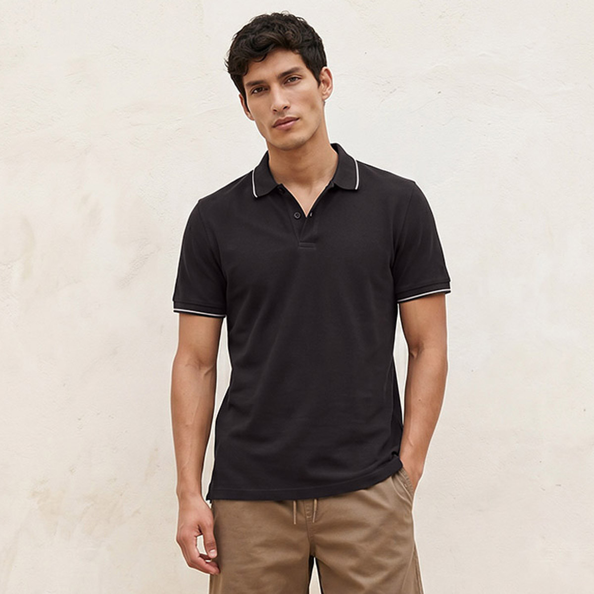تيشيرت بولو بارز الملمس بأكمام قصيرة من سبلاش بيزك-men-clothing-tshirtsandpolos-polos-image-1